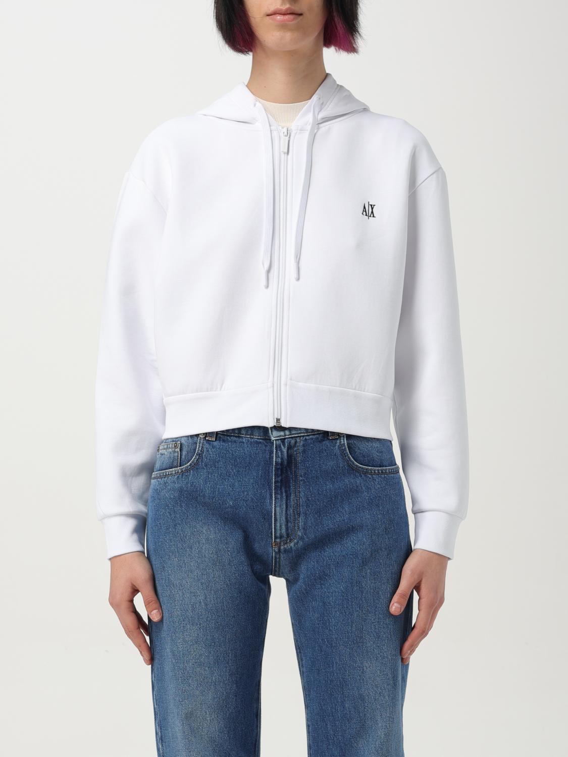 Armani Exchange Logo-embroidered Zip-up Sweatshirt In White