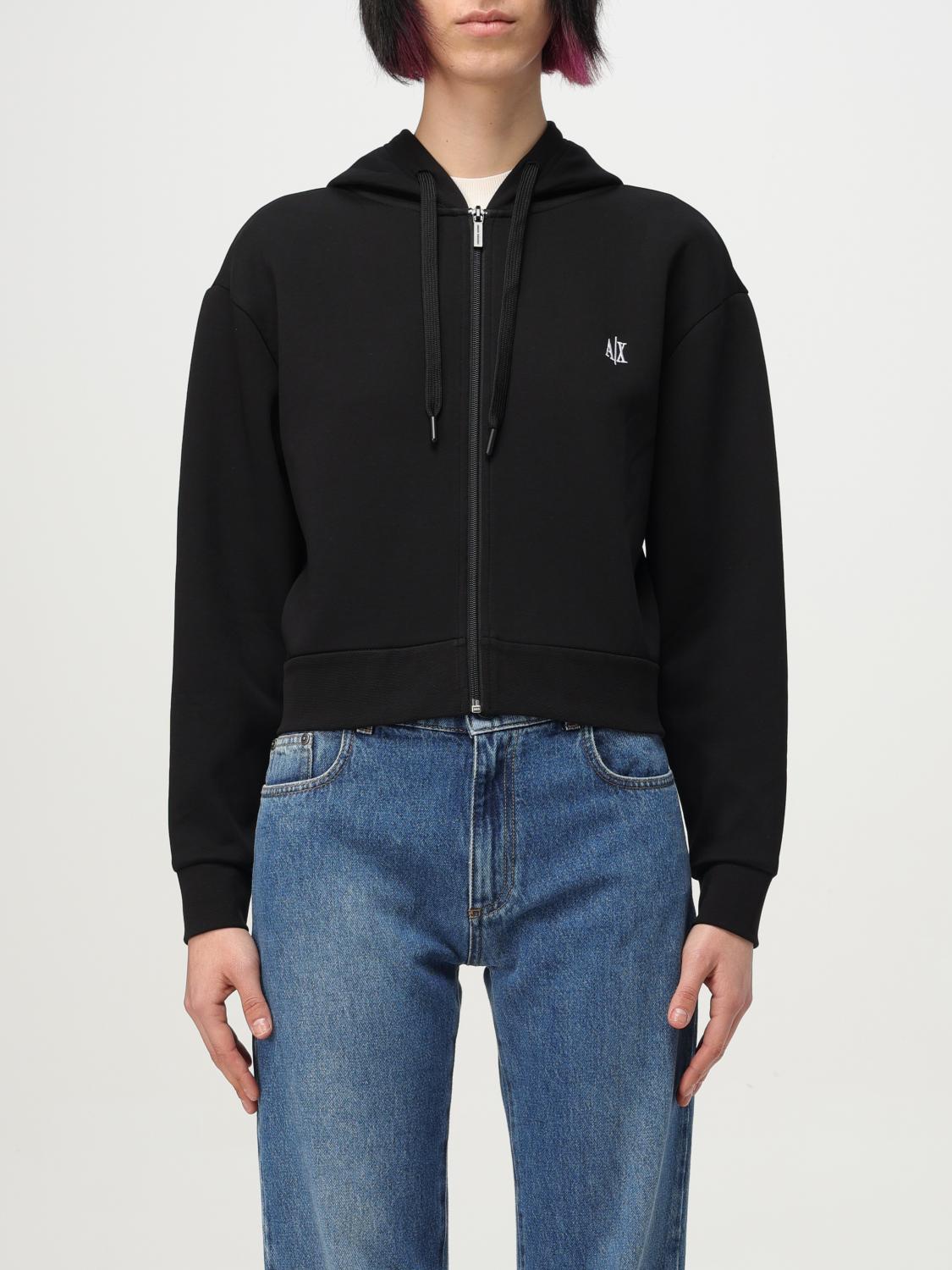 Armani Exchange Zip-up Hooded Jacket In Black