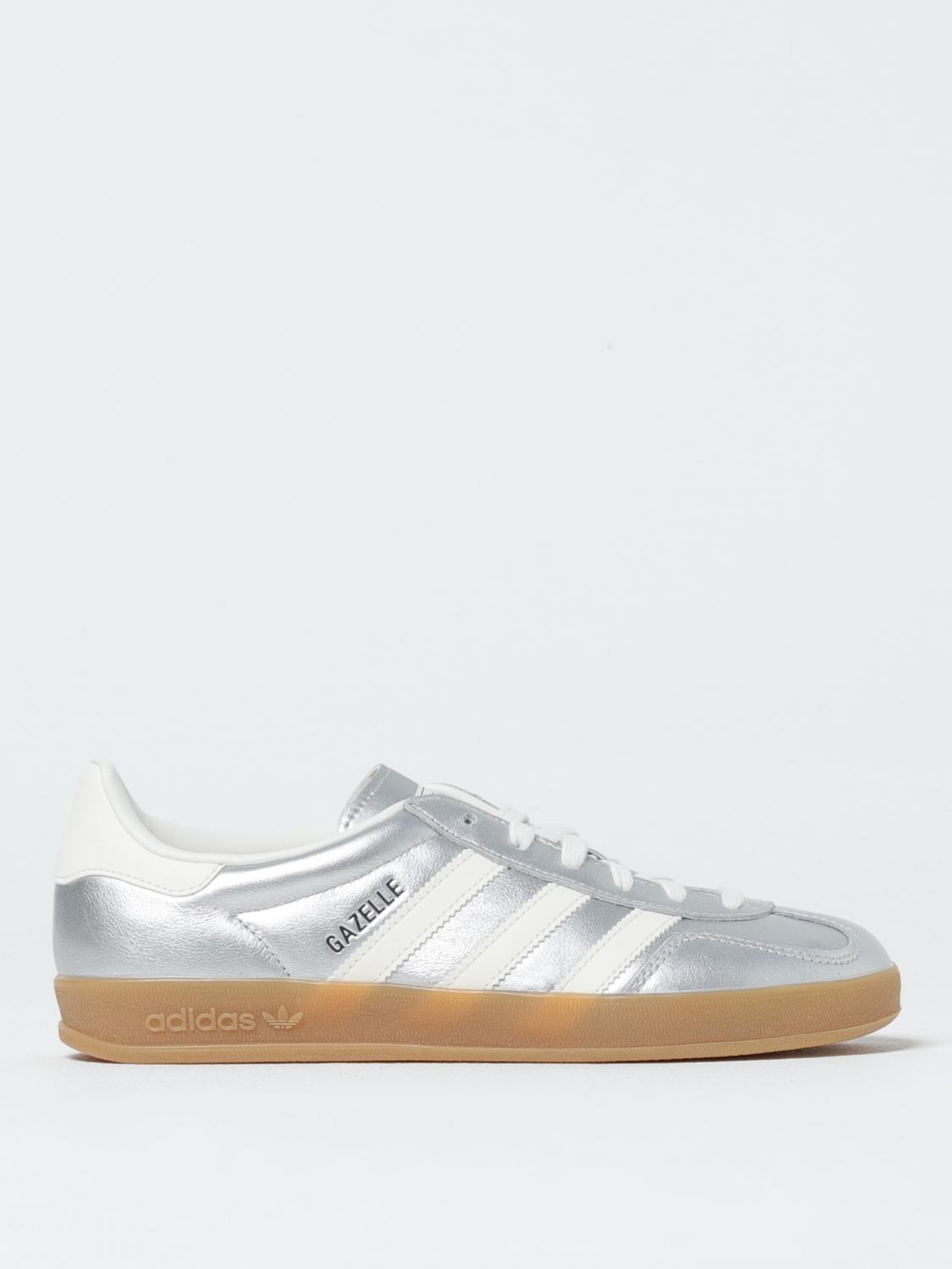 Adidas Originals Metallic Logo Sneakers Padded Ankle In Silver
