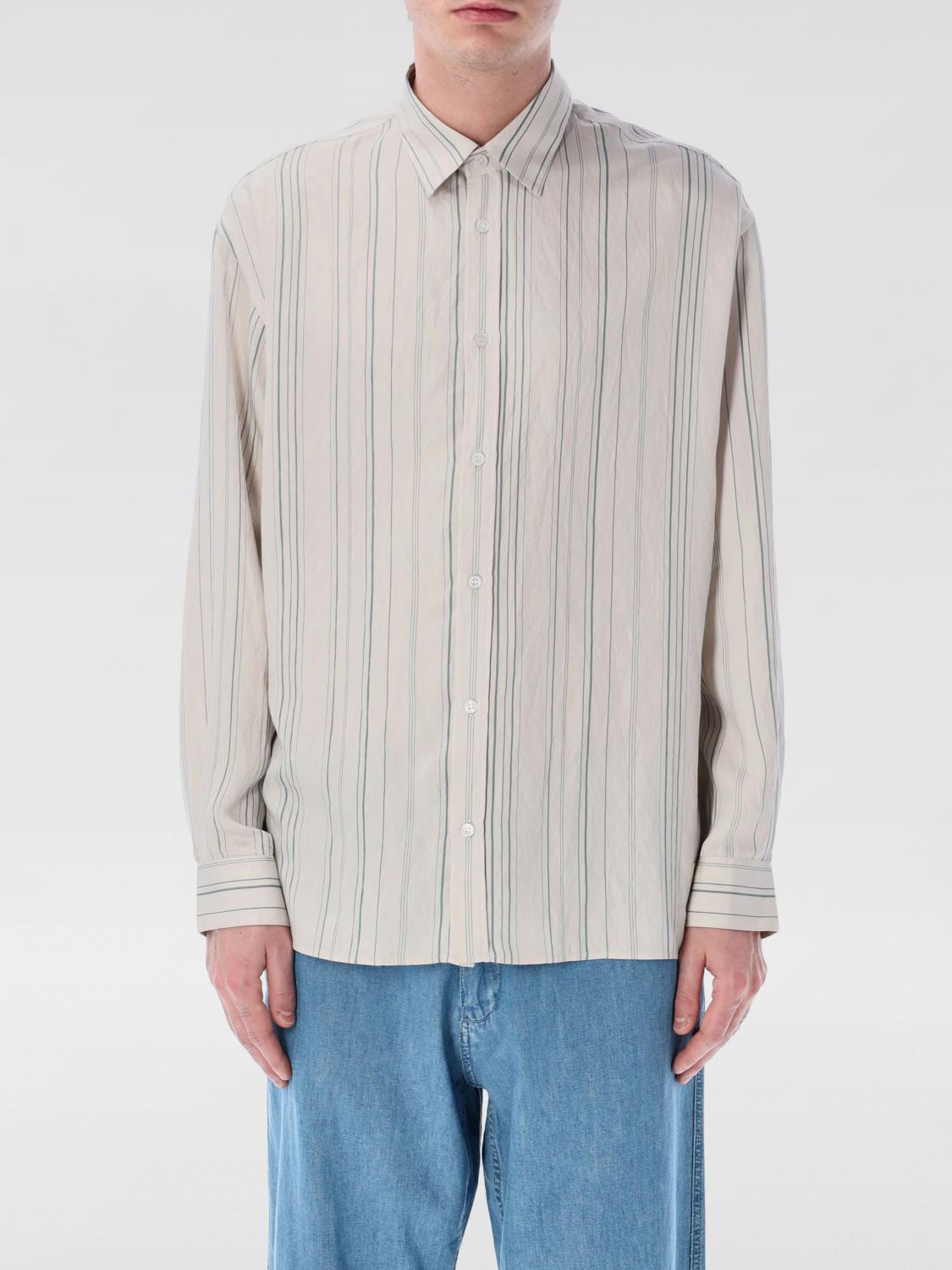 Emporio Armani White Shirt With Striped Pattern In Cream