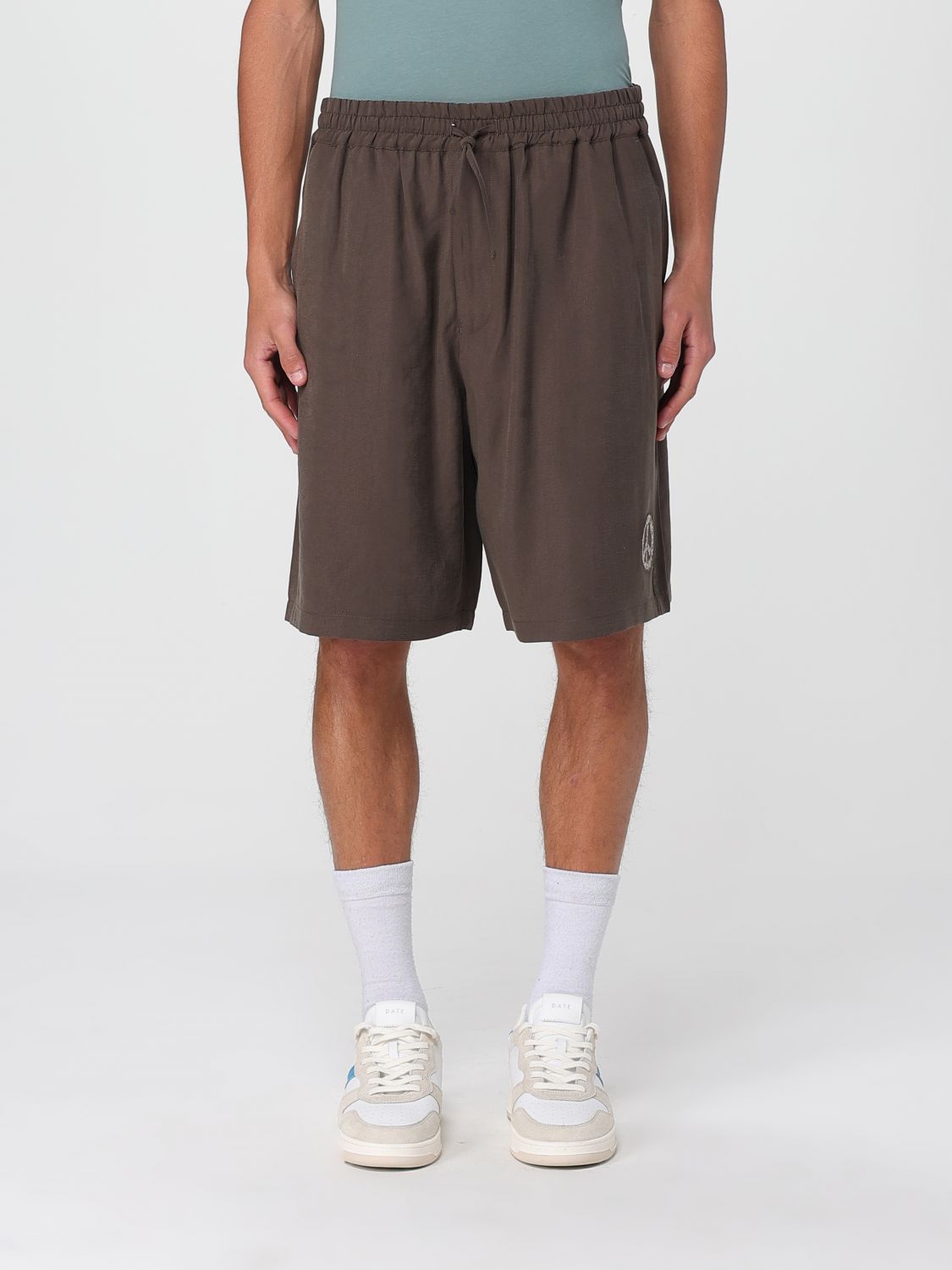 Emporio Armani Drawstring Bermuda Shorts In Printed Modal From The Peace Capsule Collection In Black