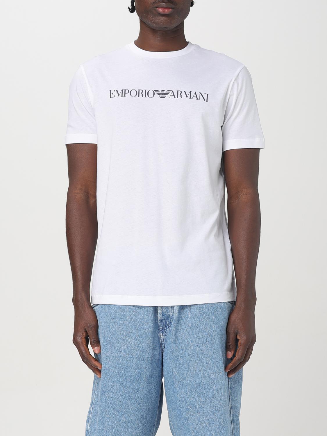 Emporio Armani White And Black Crewneck T-shirt With Writing In White