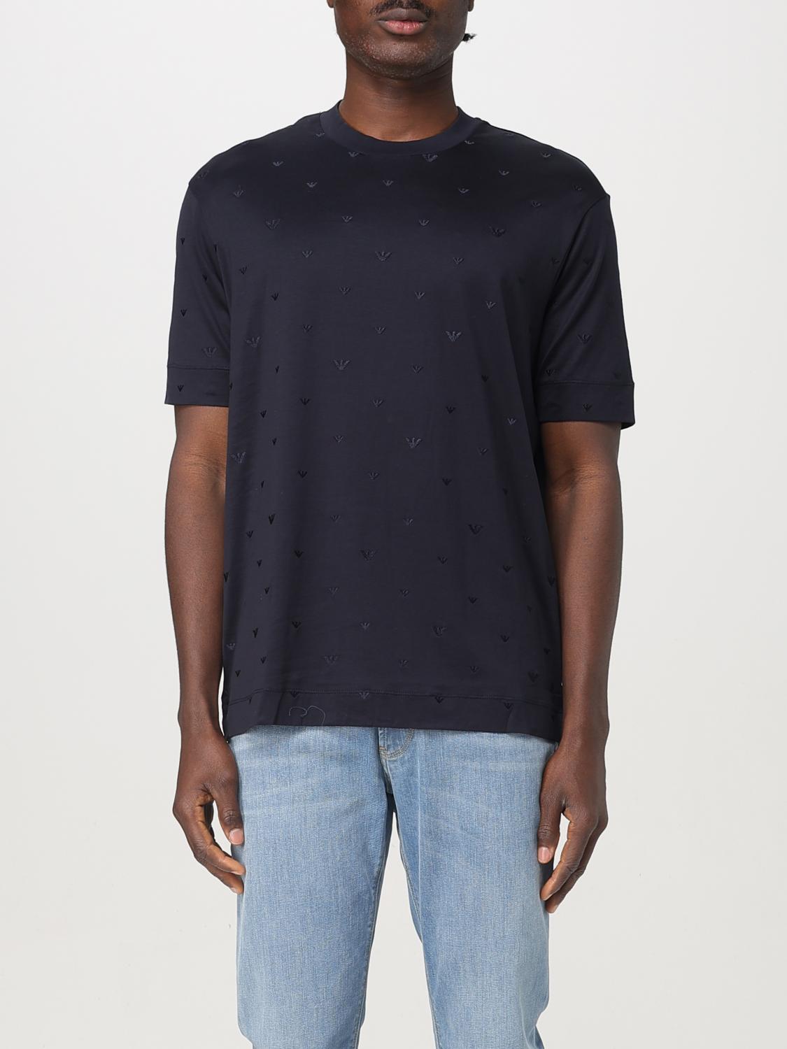 Emporio Armani Cotton Eagle T-shirt In Blau