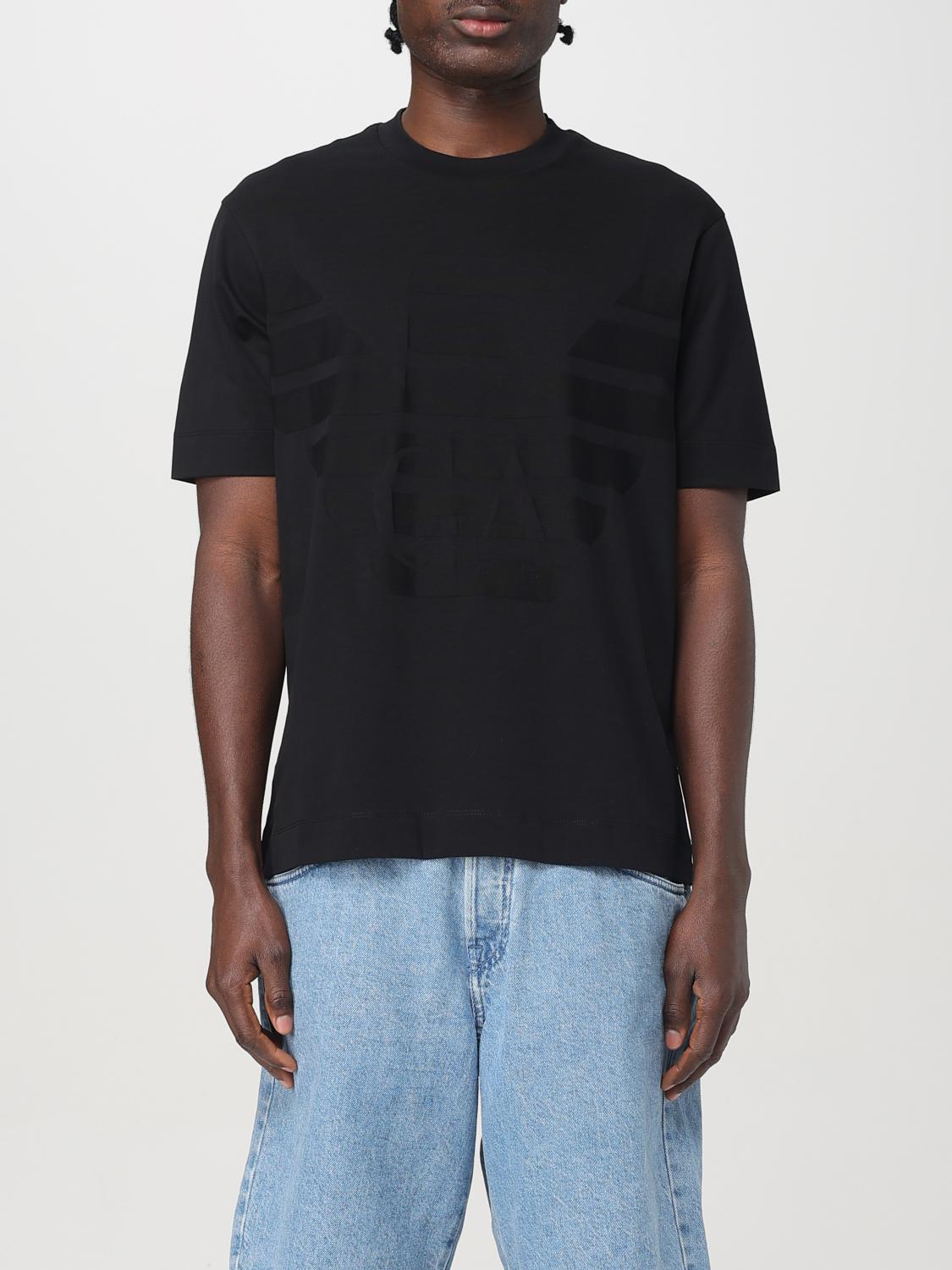Emporio Armani Cotton Eagle T-shirt In Black
