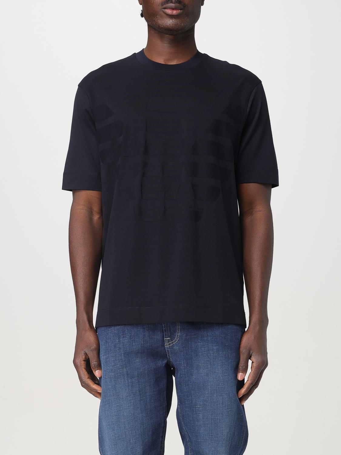Emporio Armani Cotton Eagle T-shirt In Blau