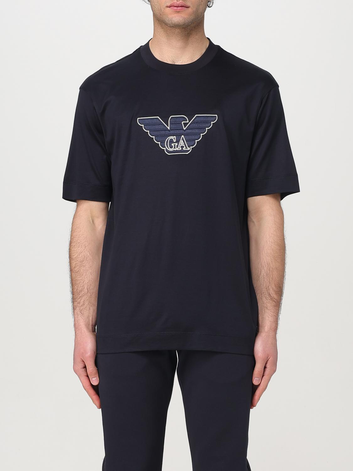 Emporio Armani Crew Neck Logo T-shirt In Blue
