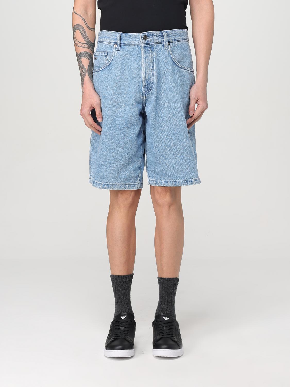 Emporio Armani Chambray Denim Bermuda Shorts In Denim