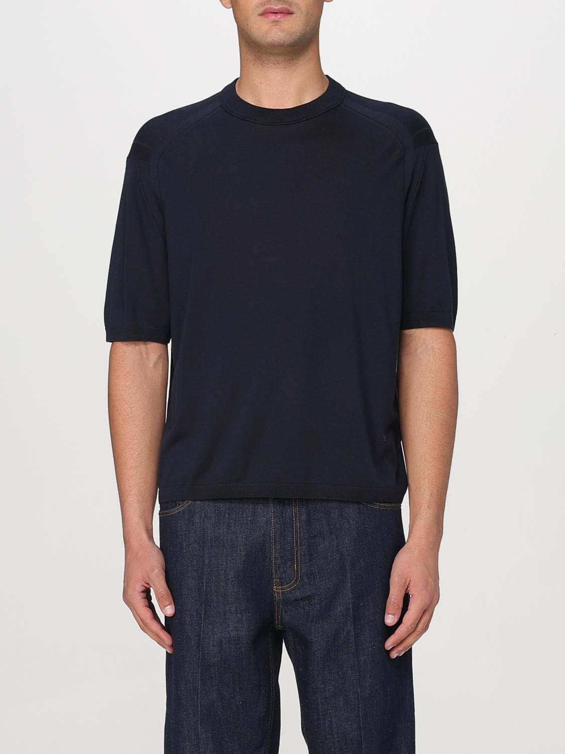 Emporio Armani Asv Lyocell-blend Plain-knit Jumper In Blue