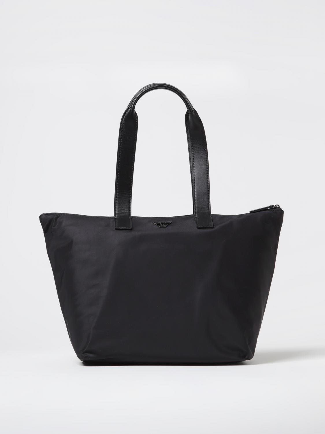 Emporio Armani Asv Recycled Nylon Shopper Handbag In Black