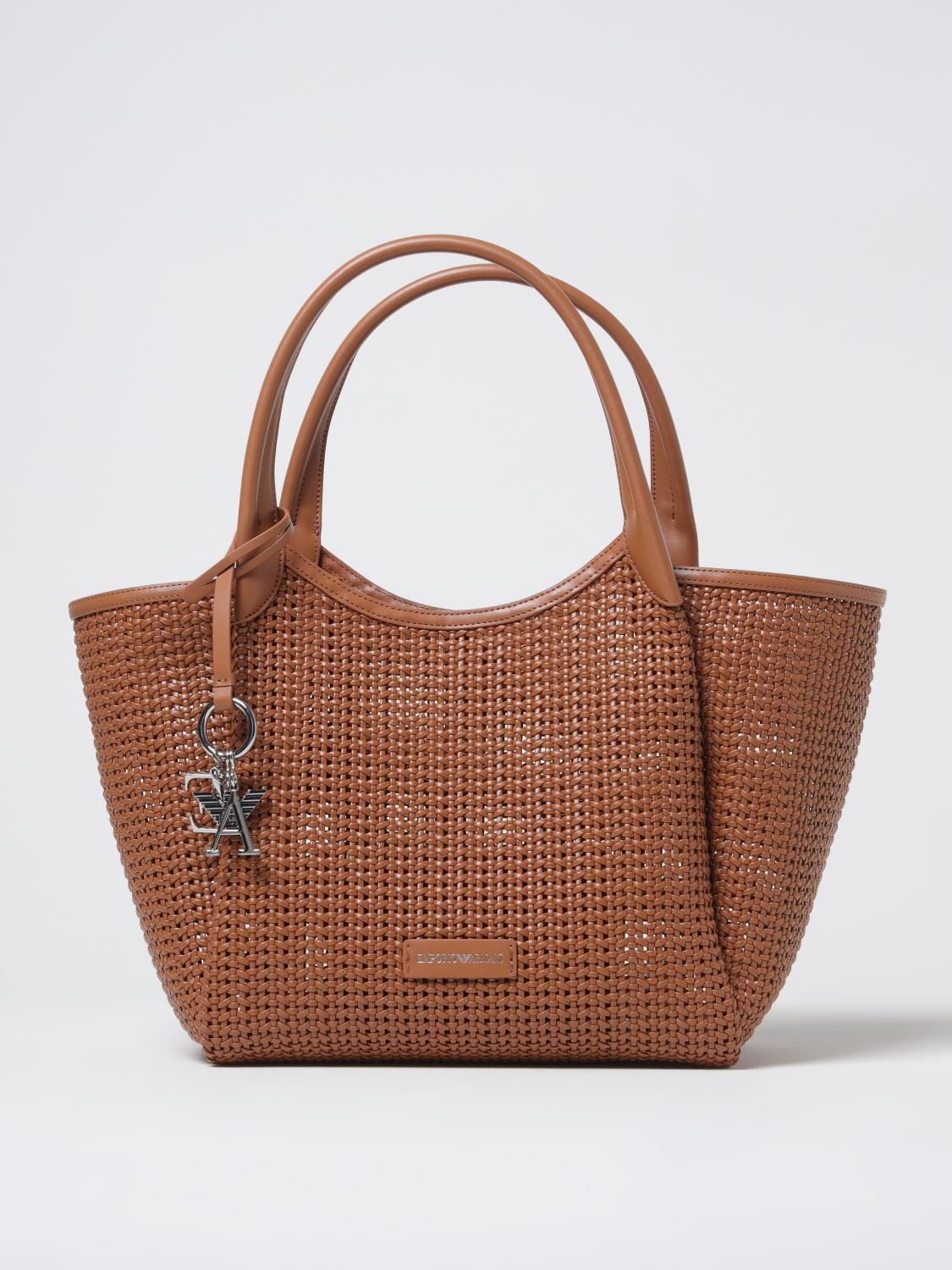 Emporio Armani Textured Weave Tote Bag In Leather