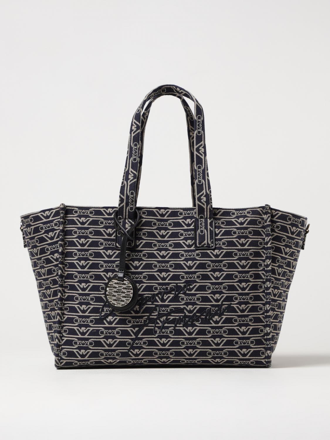 Emporio Armani Canvas Jacquard Denim Tote Bag In Denim