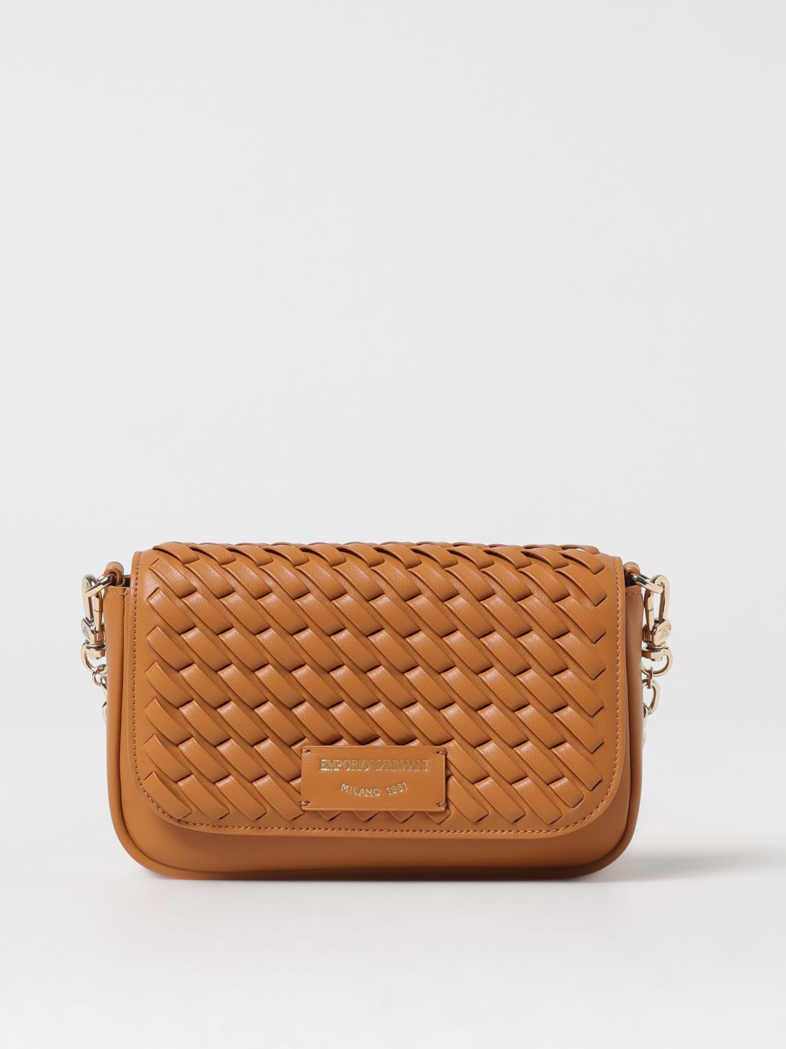 Emporio Armani Shoulder Bag With Decorative Weave In Leather