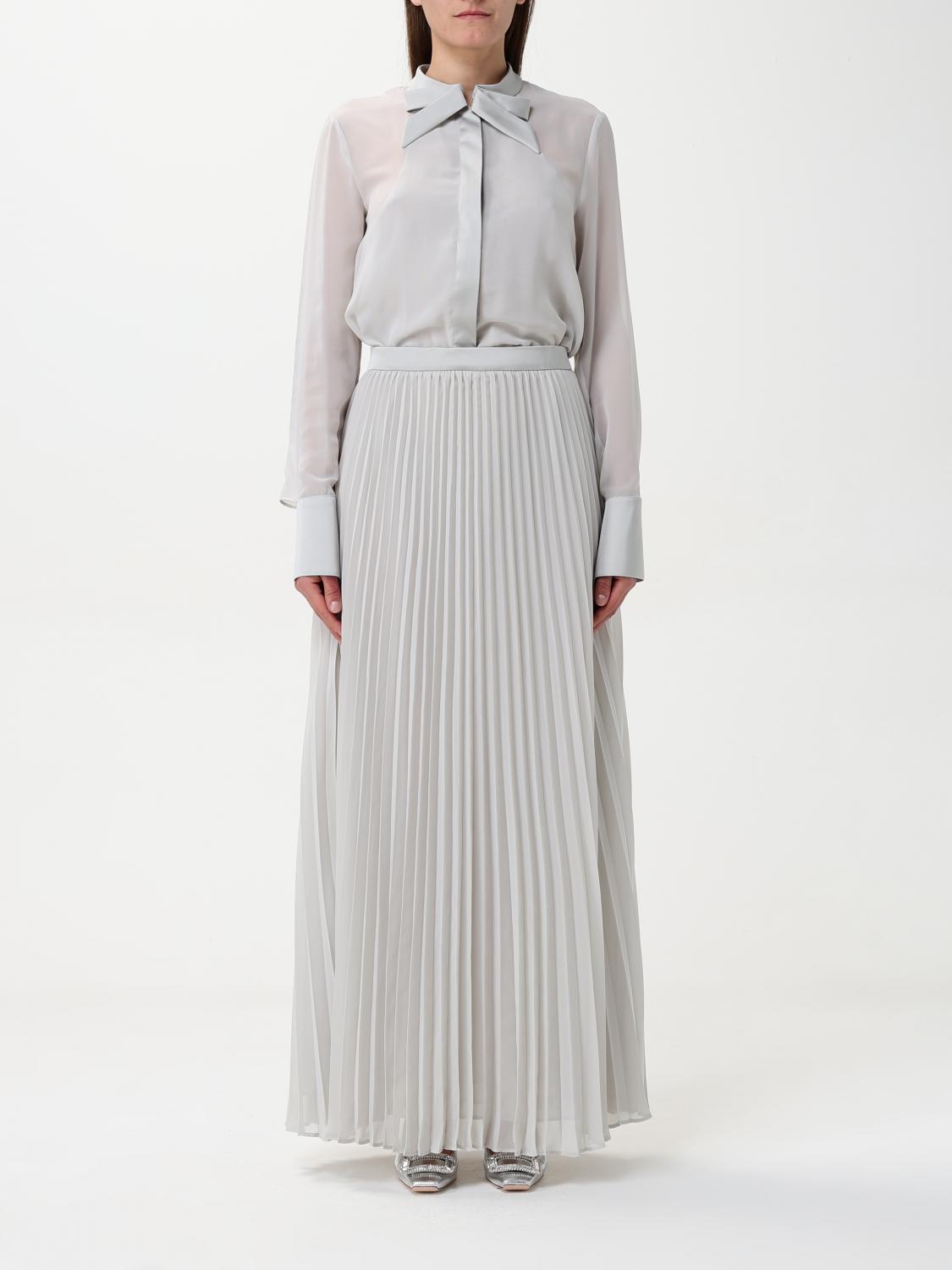Emporio Armani Technical Georgette Two-piece Effect Long Dress In Natural