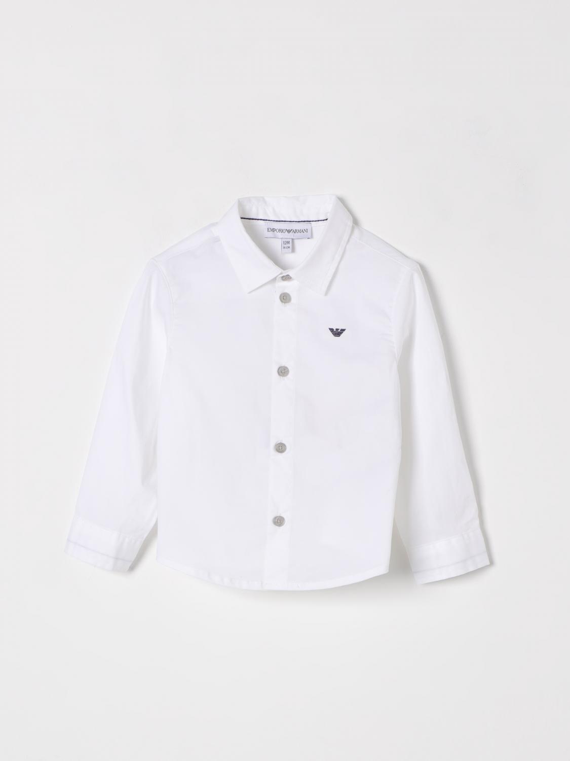 Emporio Armani Baby Boys Long Sleeve Embroidered Shirt 9 Months White By Childsplay Clothing In White