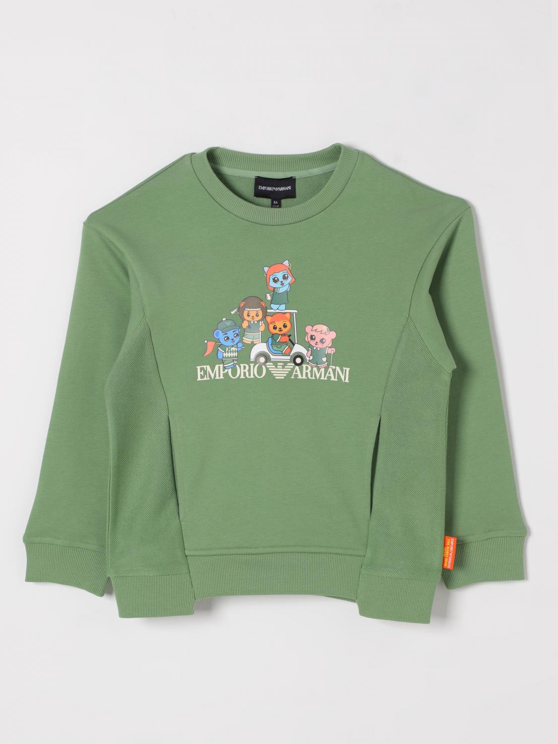 Emporio Armani Asv Organic Jersey Sweatshirt With Manga Bear Crew Print In Green