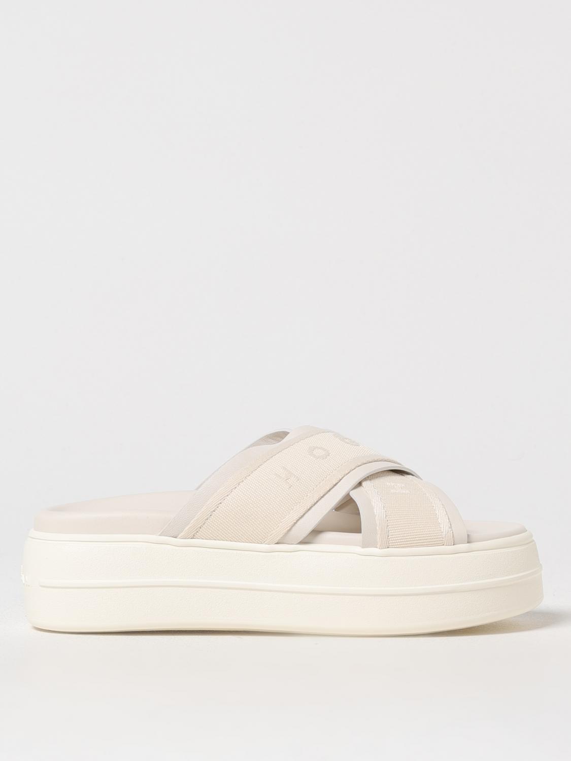 Hogan Cross Strap Platform Sandals In White