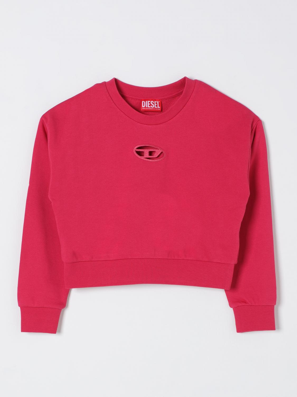 Diesel Oval D Branded Crew-neck Sweatshirt In Fuchsia