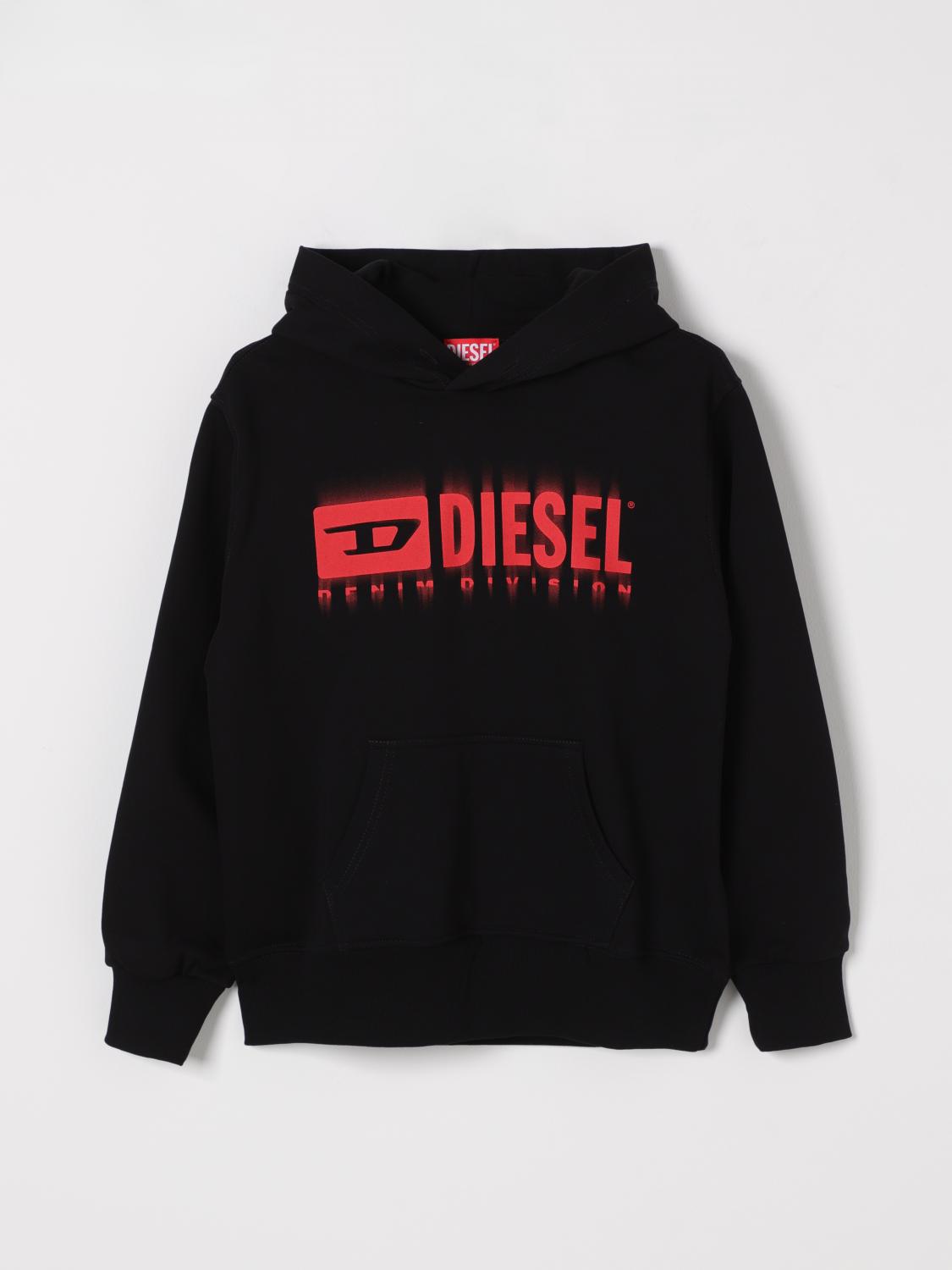 Diesel Felpa Con Cappuccio E Logo Degradé In Black