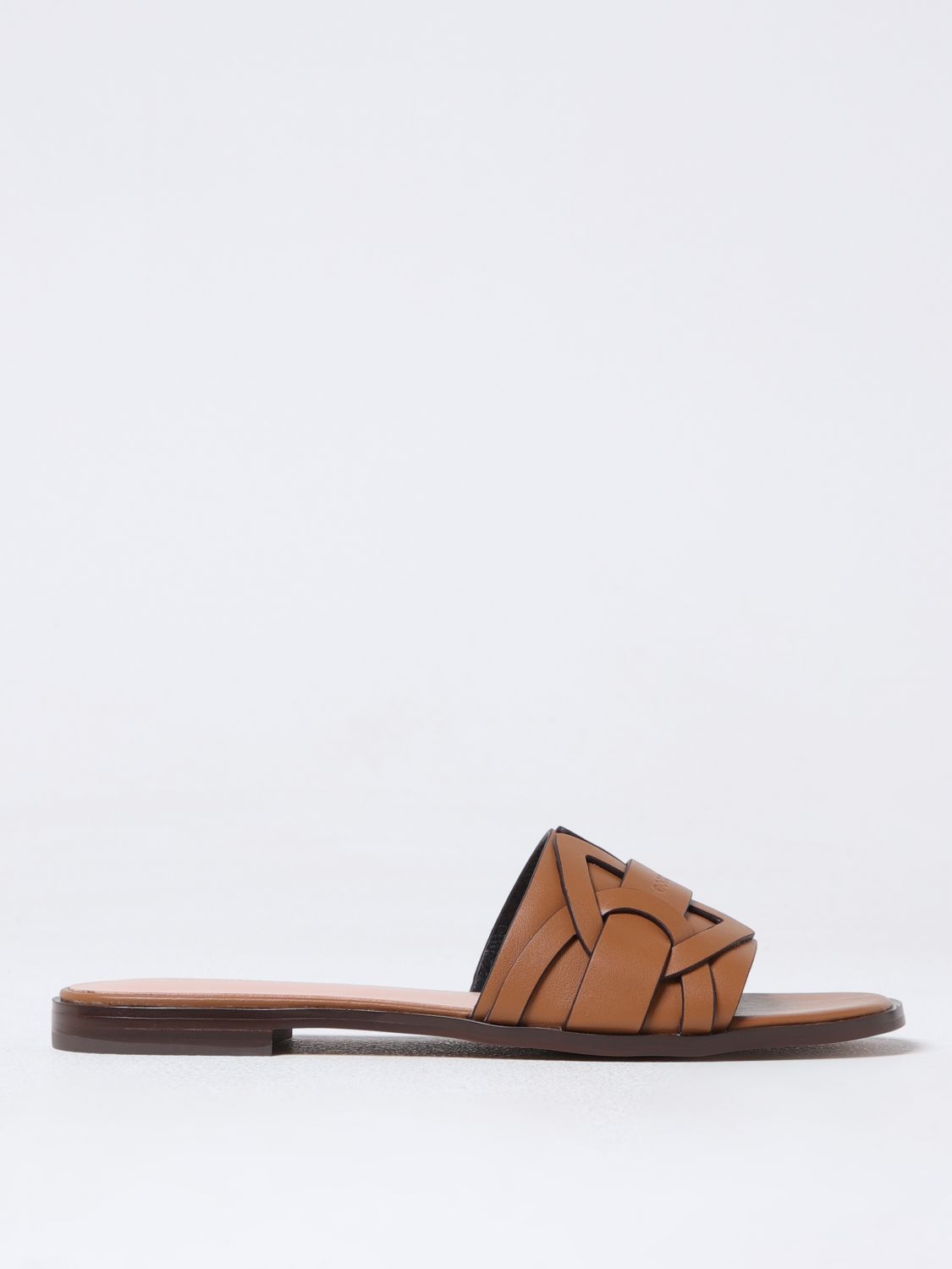 Shop Coccinelle Flat Sandals Woman Color Leather In Leder