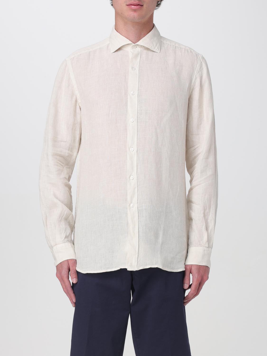 Fay Camicia Collo Francese Tinto Capo Shirt In Beige