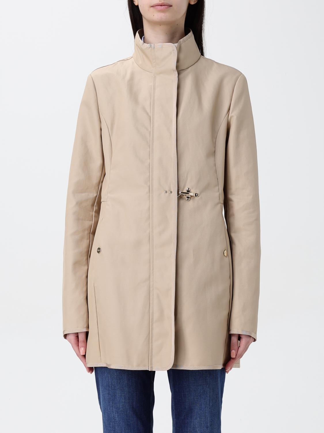 Fay Virginia Coat Stand-up Collar In Beige