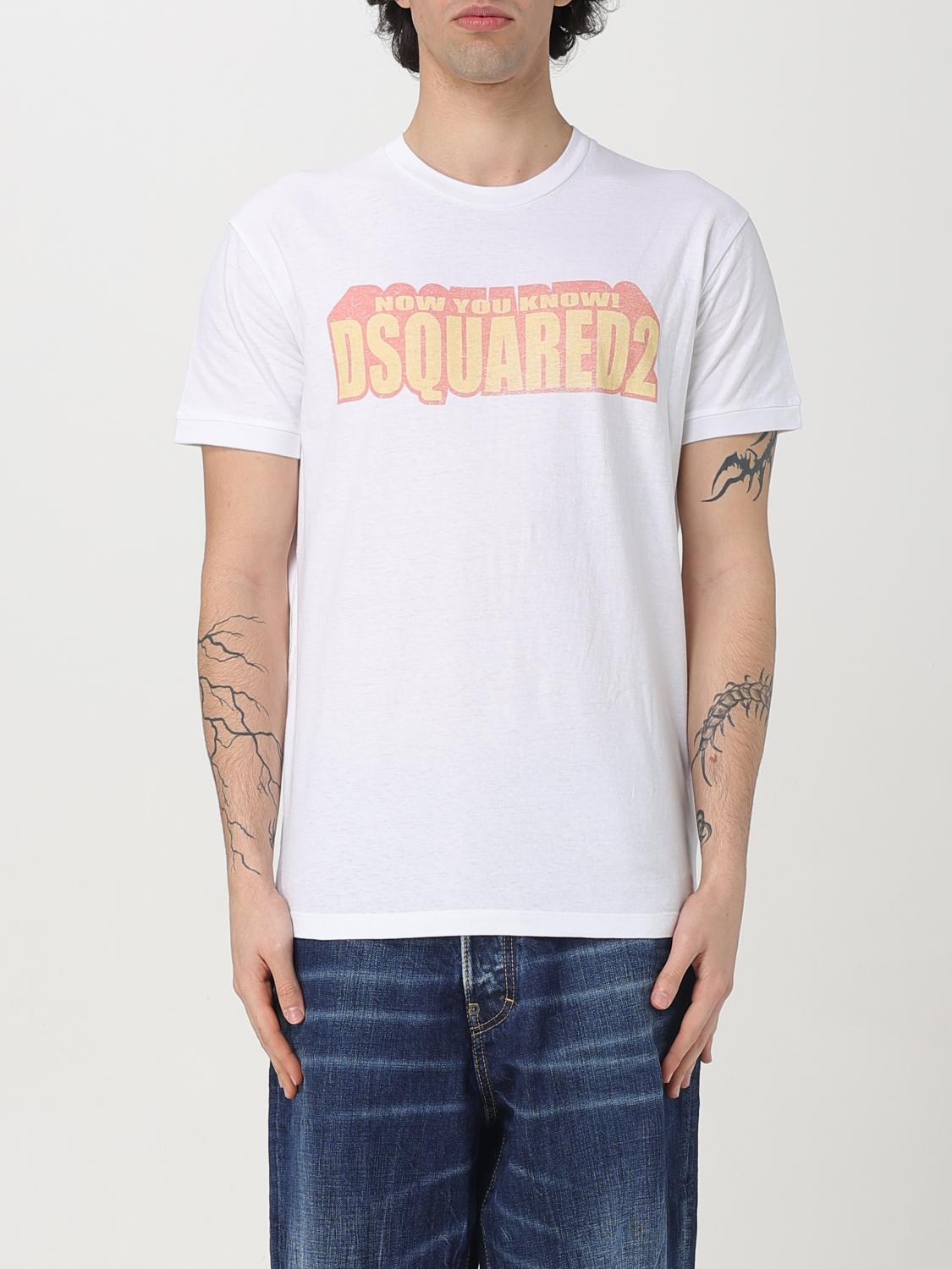 Dsquared2 Crew Neck Cracked Effect Graphic Print In White