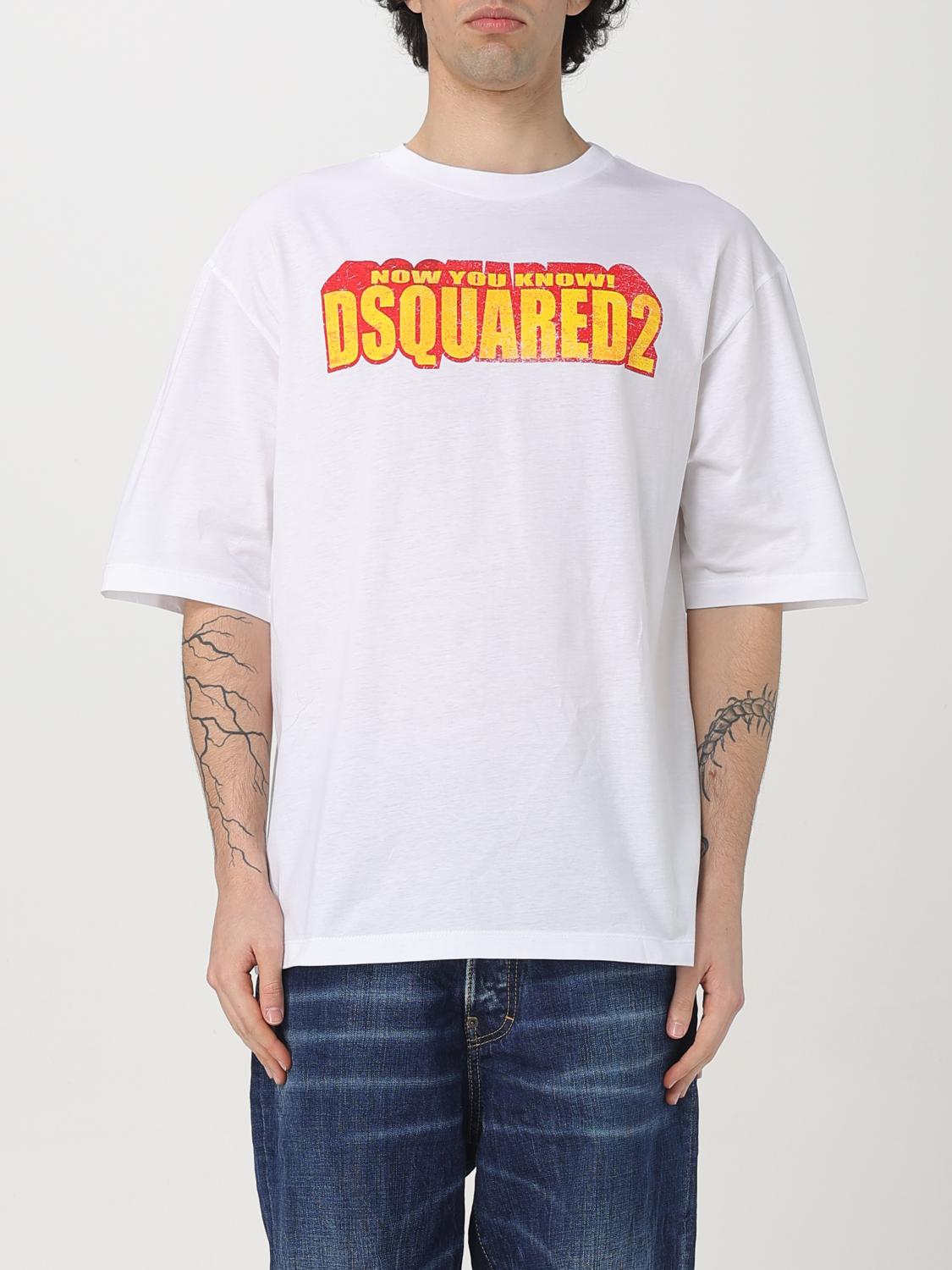 Dsquared2 Crew Neck Cracked Effect Graphic Print In White