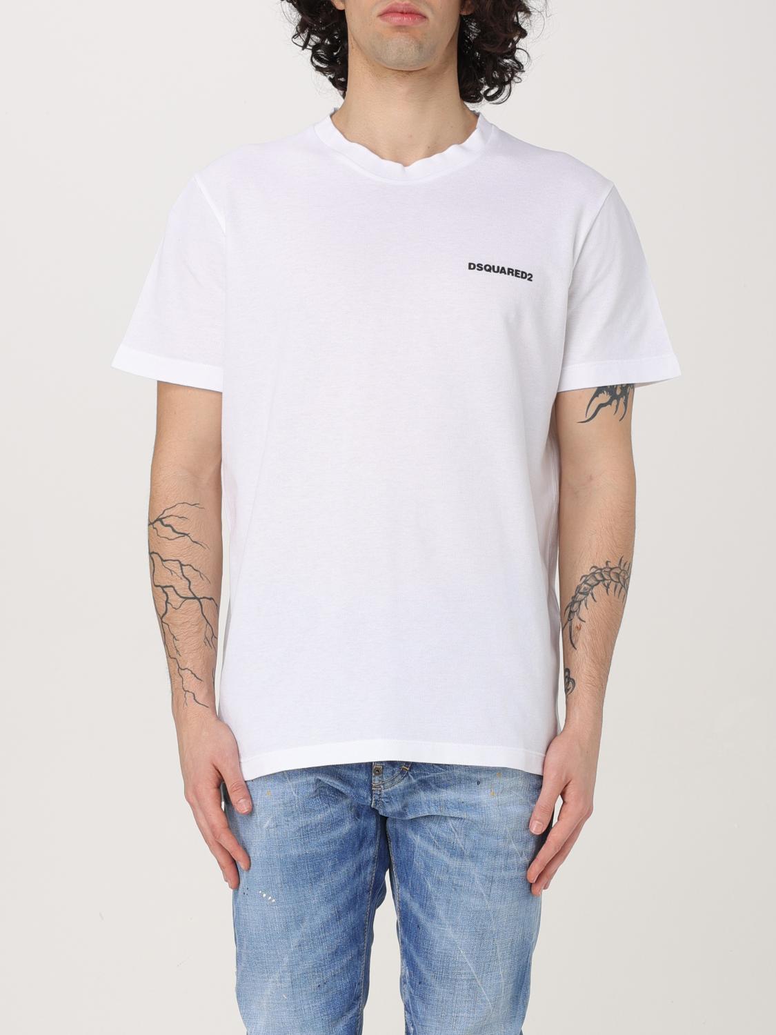 Dsquared2 White T-shirt With Lettering Logo Printed On The Chest In Cotton Man In White