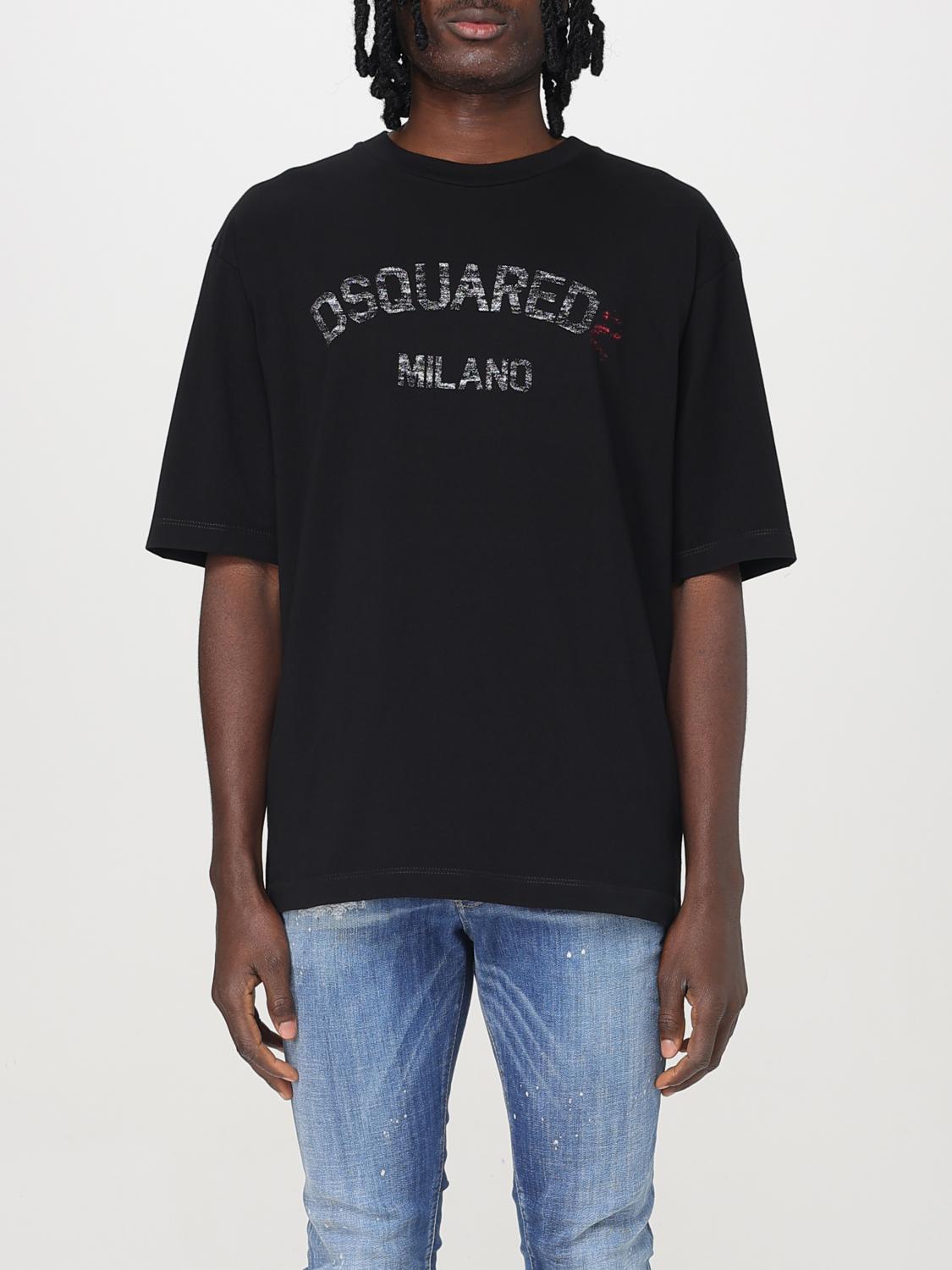 Dsquared2 Black Cotton T-shirt With Print In Black