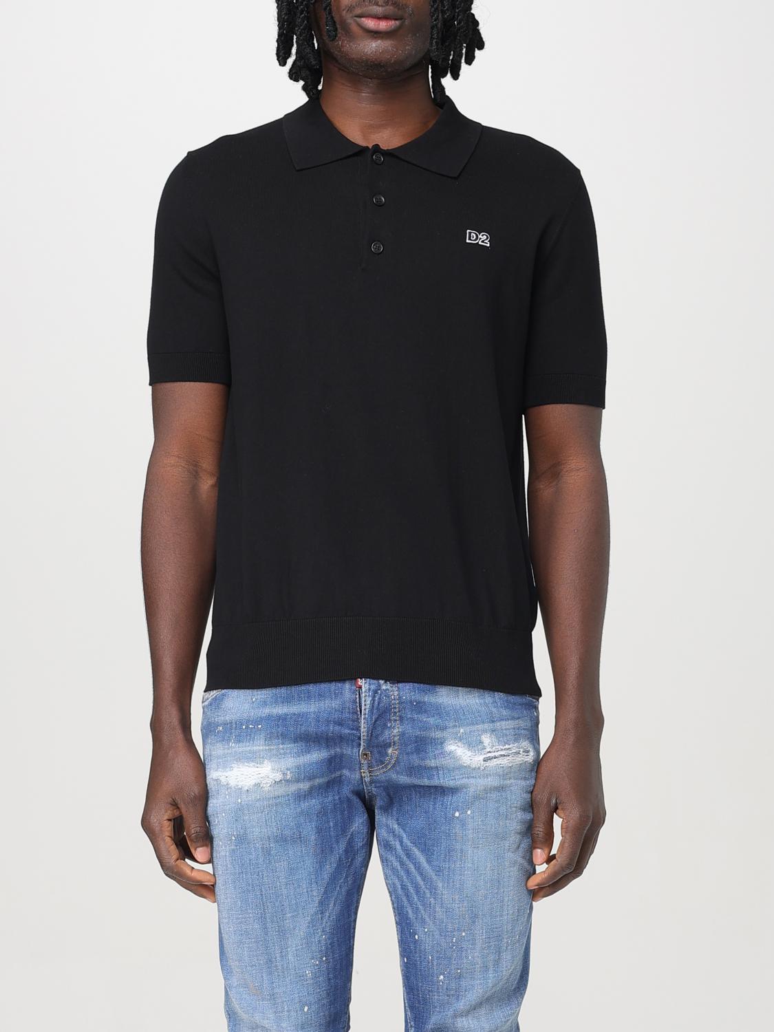 Dsquared2 Black Polo Shirt With Classic Collar And Logo Lettering On The Front In Schwarz
