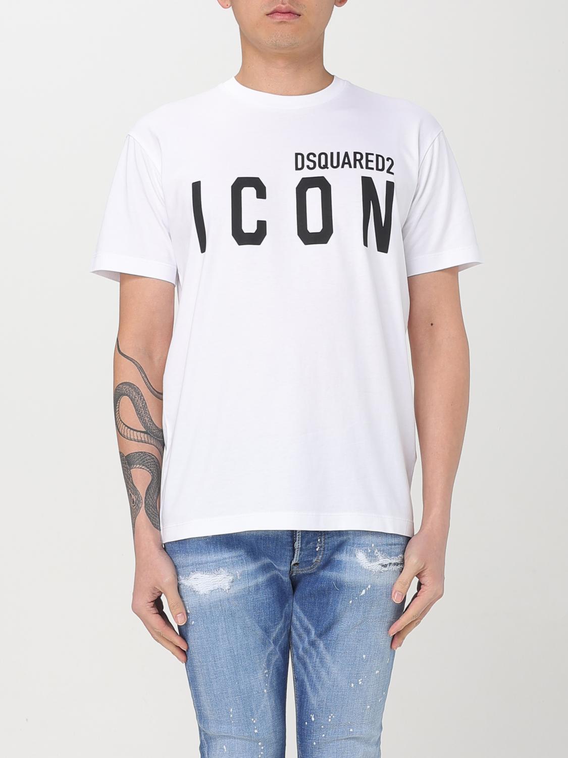 Dsquared2 White Crewneck T-shirt With Maxi Logo Print On The Front In White