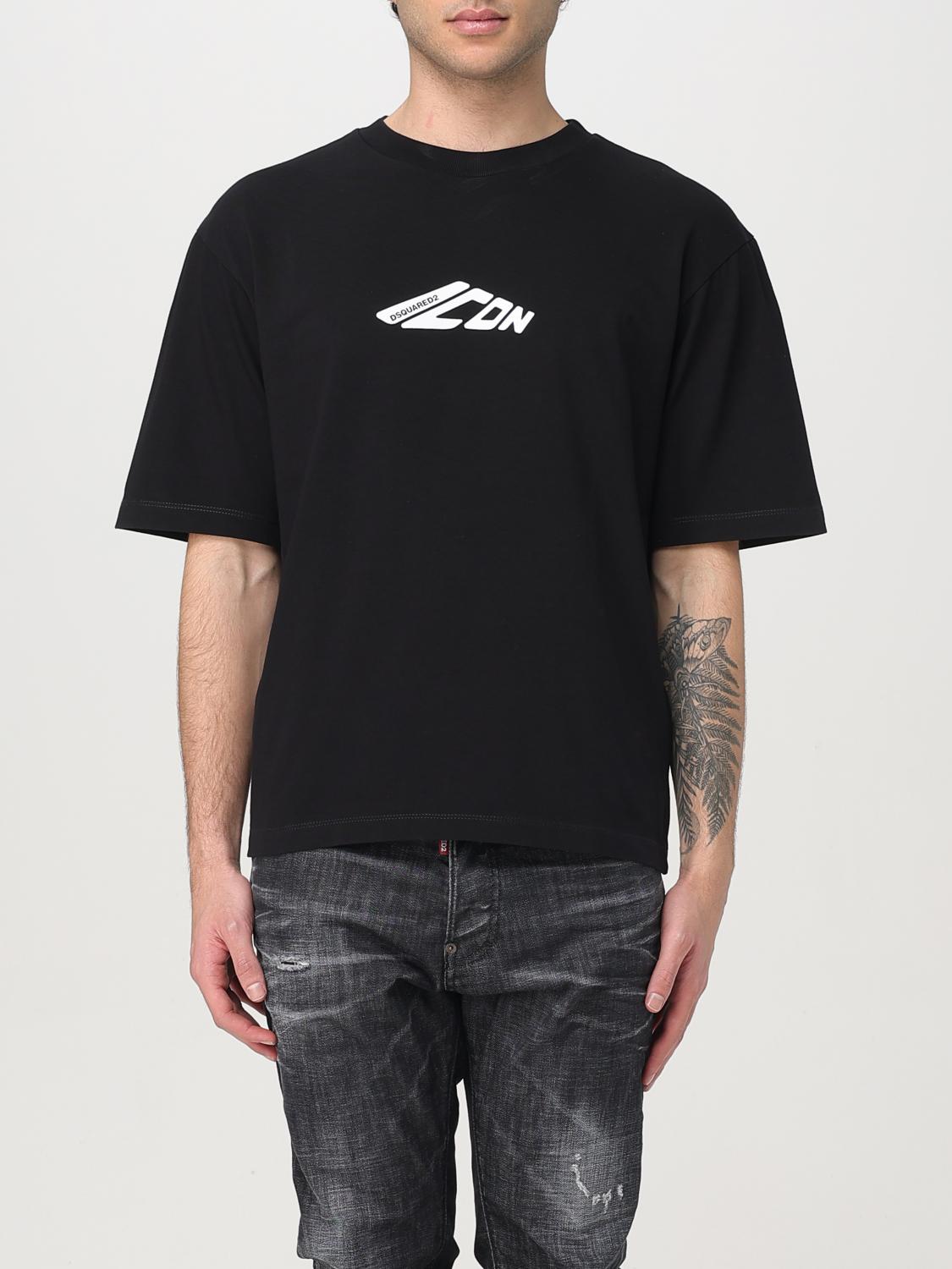 Dsquared2 Black T-shirt With Contrasting Icon Print In Black
