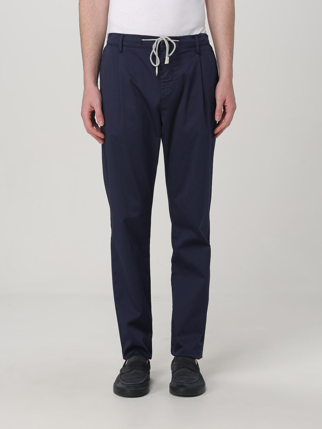 Eleventy Blu Drawstring Waist Pants In Blue