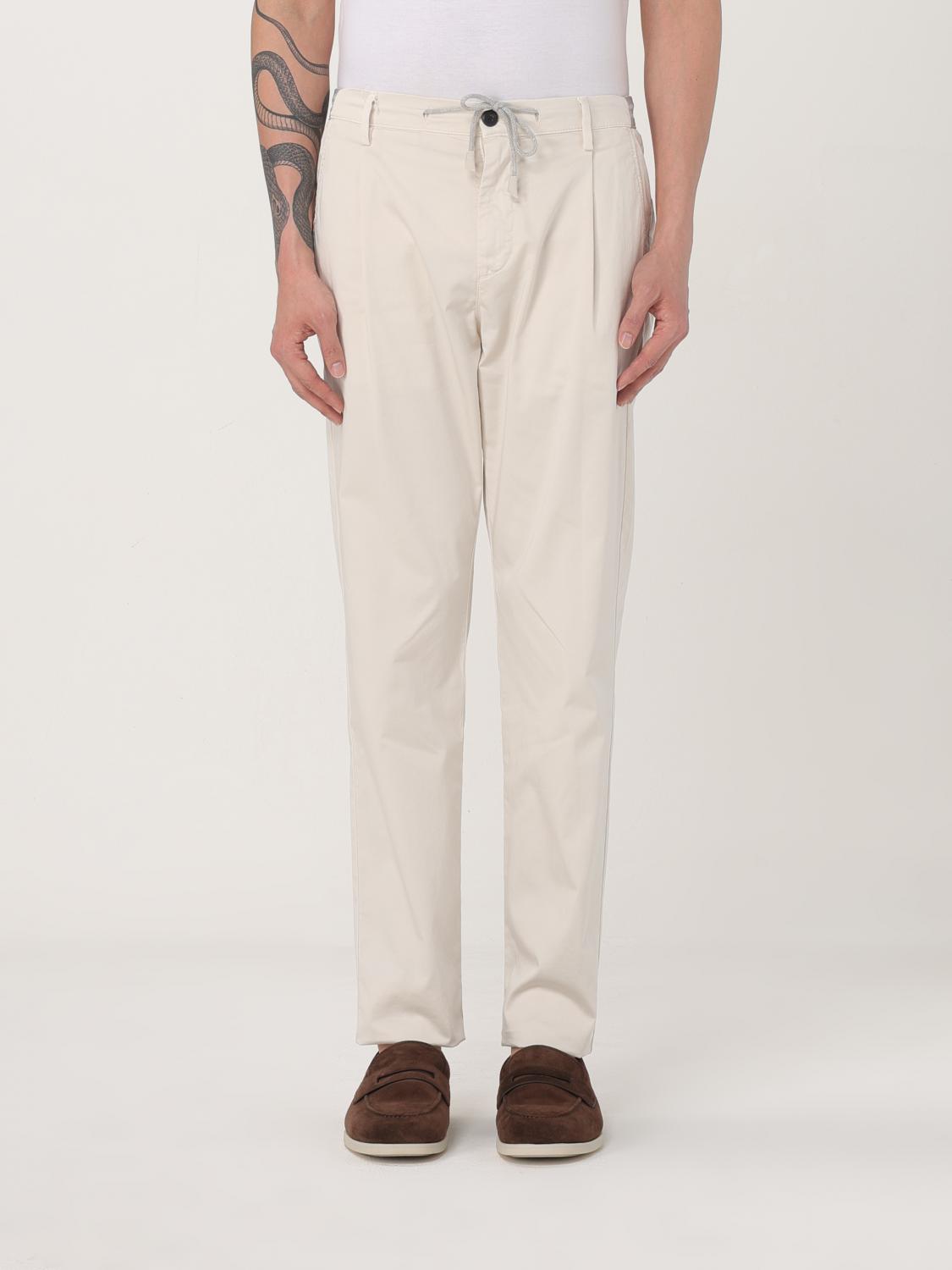 Eleventy Drawstring-waist Tapered Trousers In Natural