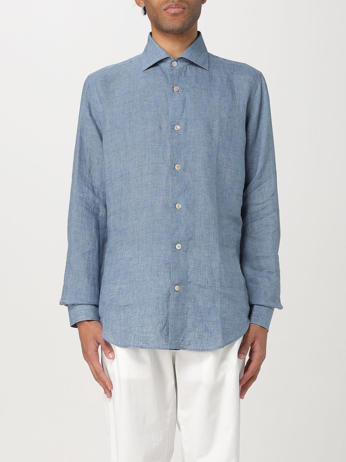 Shop Eleventy Shirt Men Color Gnawed Blue