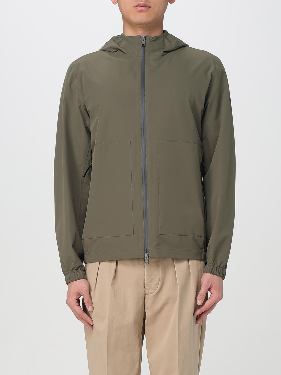 Woolrich Hooded Jacket With Side Zip Pockets In Green