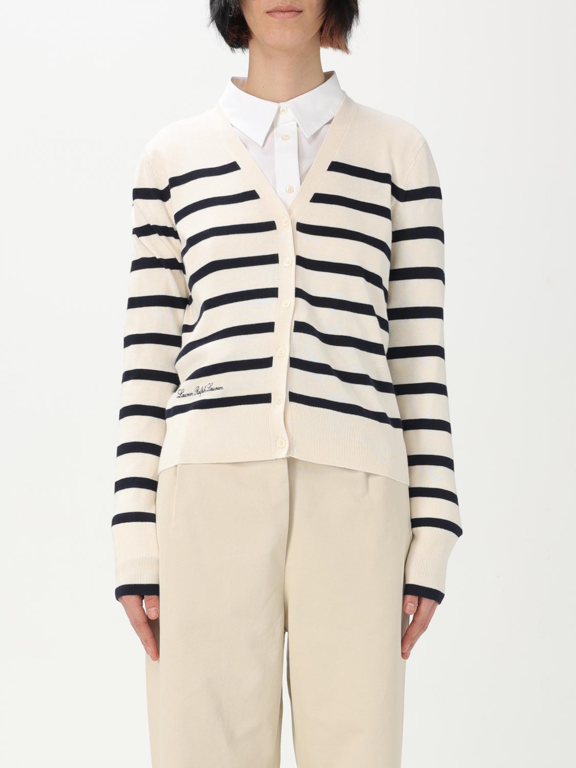 Ralph Lauren Women's Striped Cotton-blend Cardigan In Natural