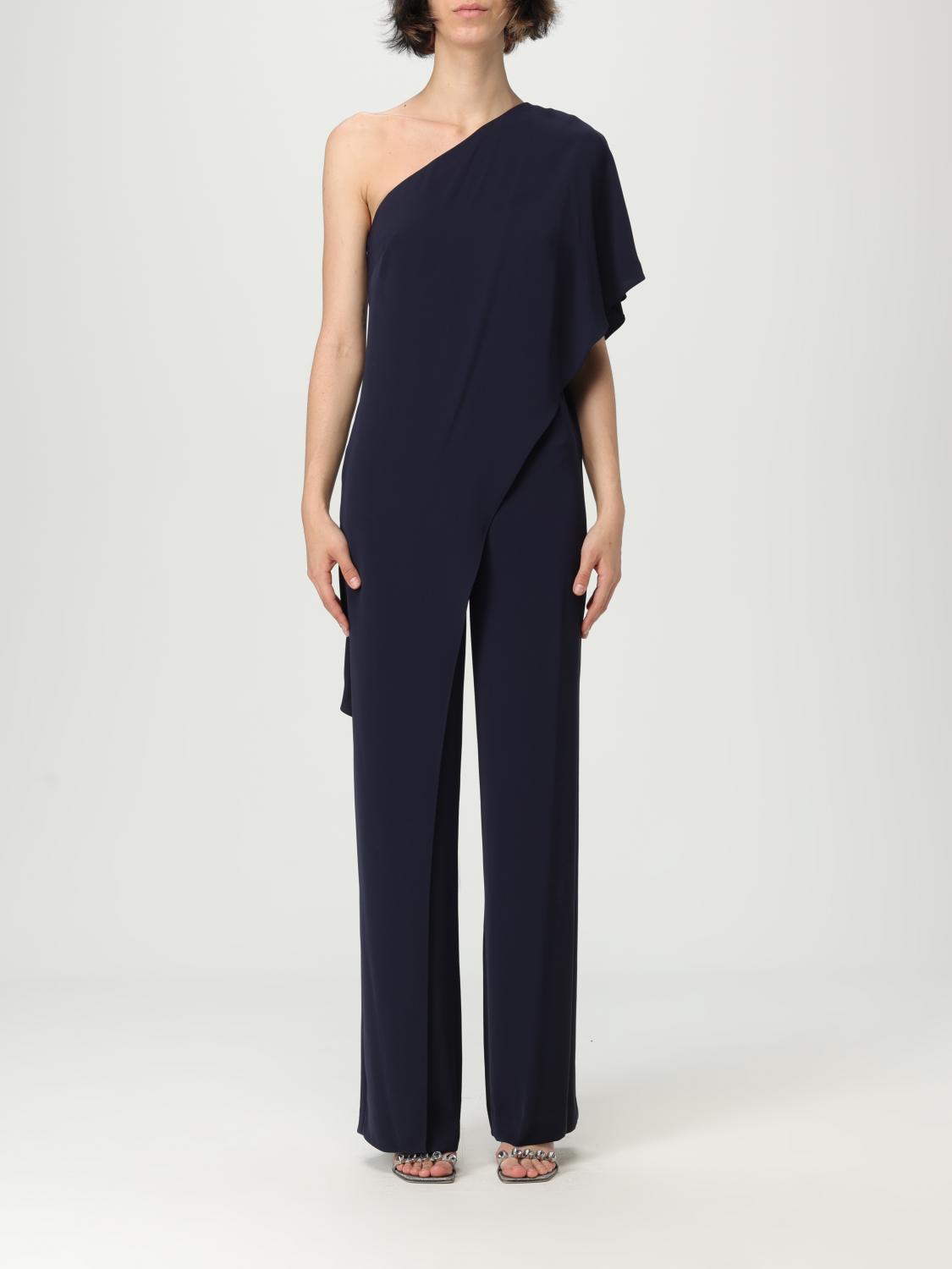 Ralph Lauren Cape Georgette One-shoulder Jumpsuit In Blue