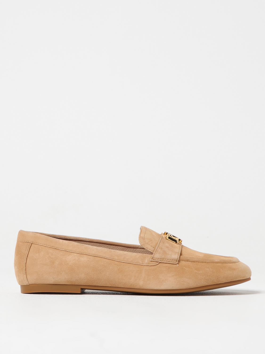 Ralph Lauren Averi Iii Camel Suede Loafers In Natural