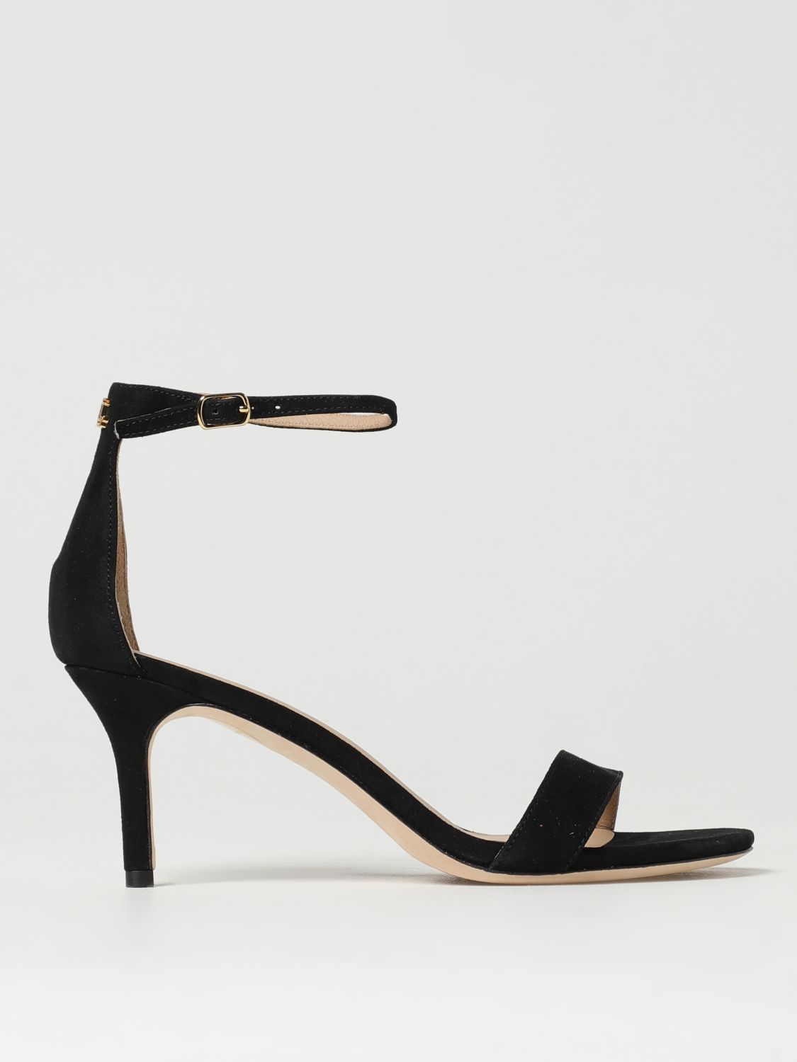 Ralph Lauren Allie Mid-heel Suede Sandal In Black