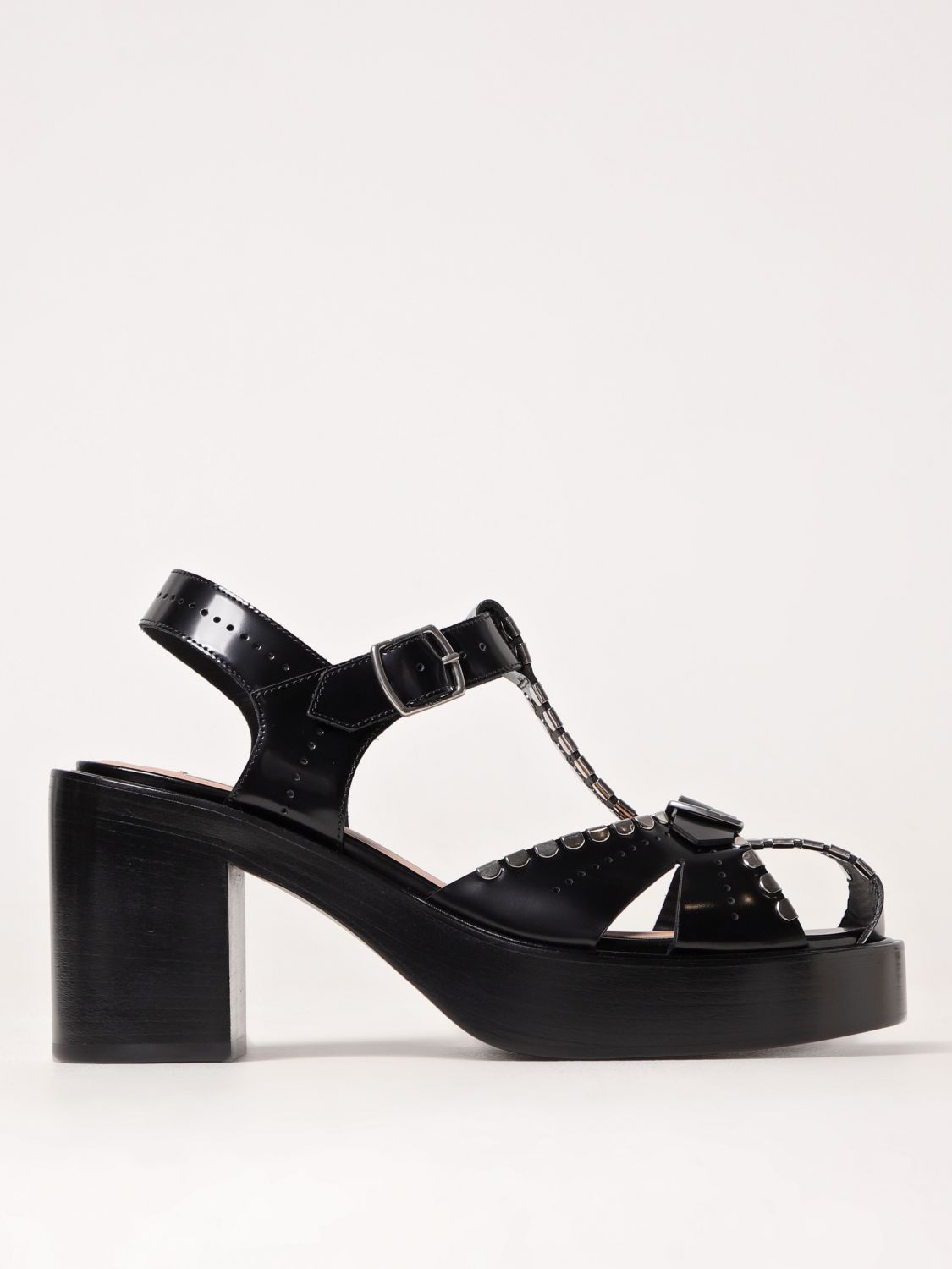 Bally Pasely Perforated Studded Leather Platform Sandals In Black