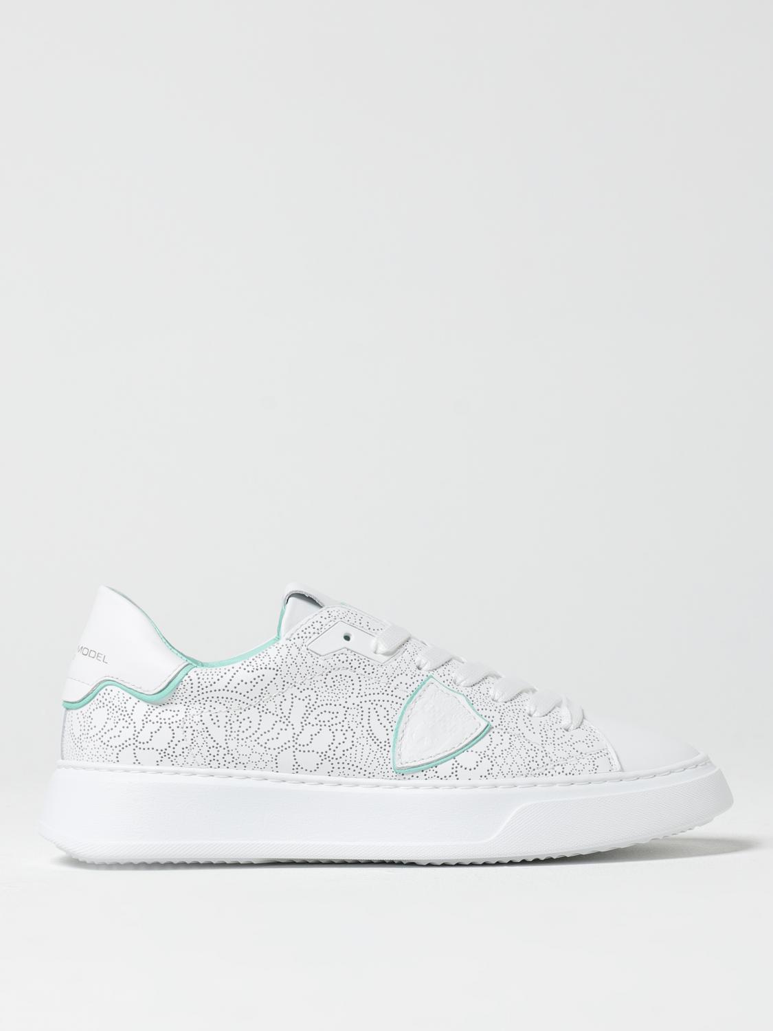 Philippe Model Perforated Leather Sneakers In White