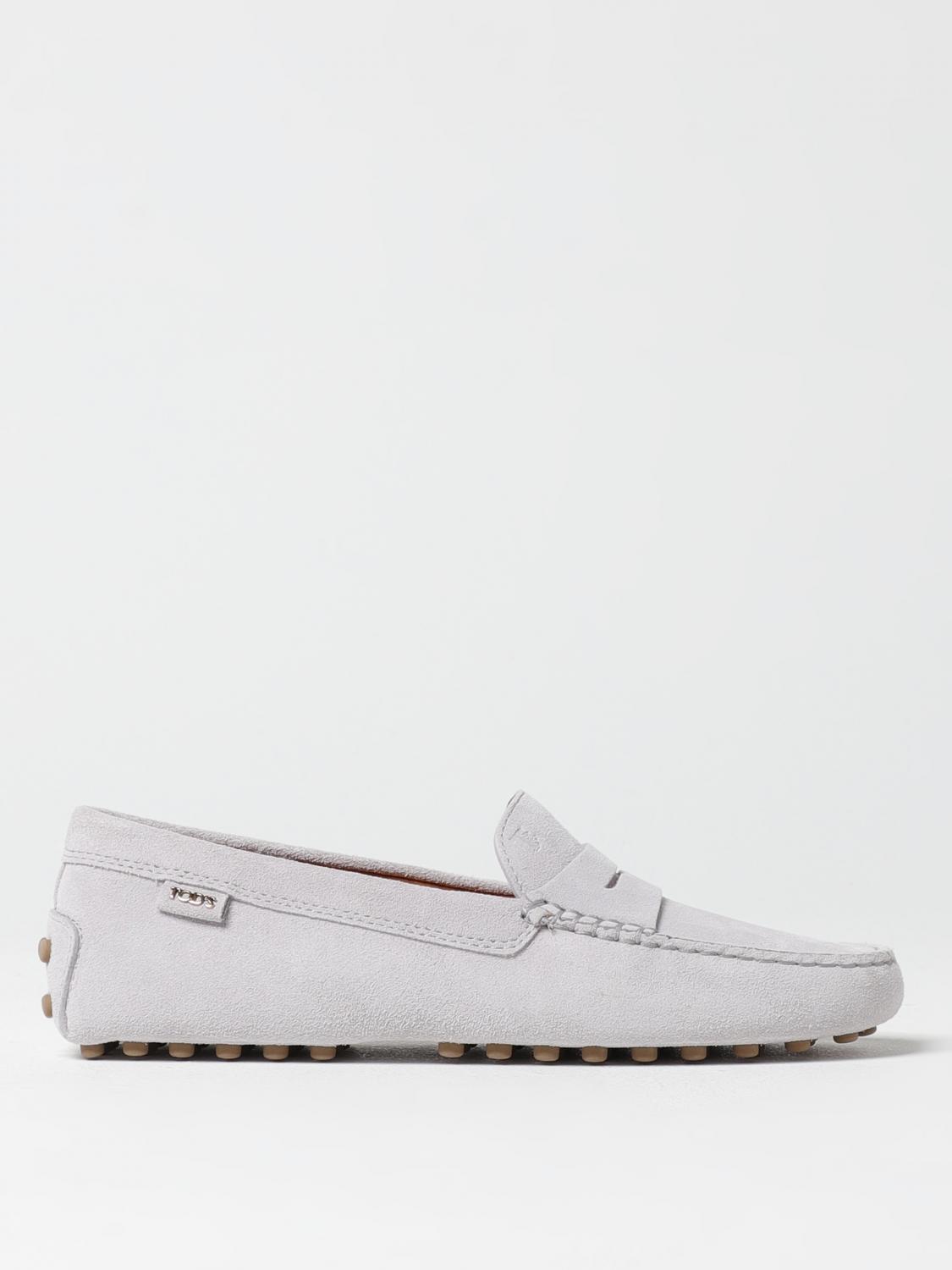 Tod's Light Grey Suede Leather Driving Moccasin In Lilac