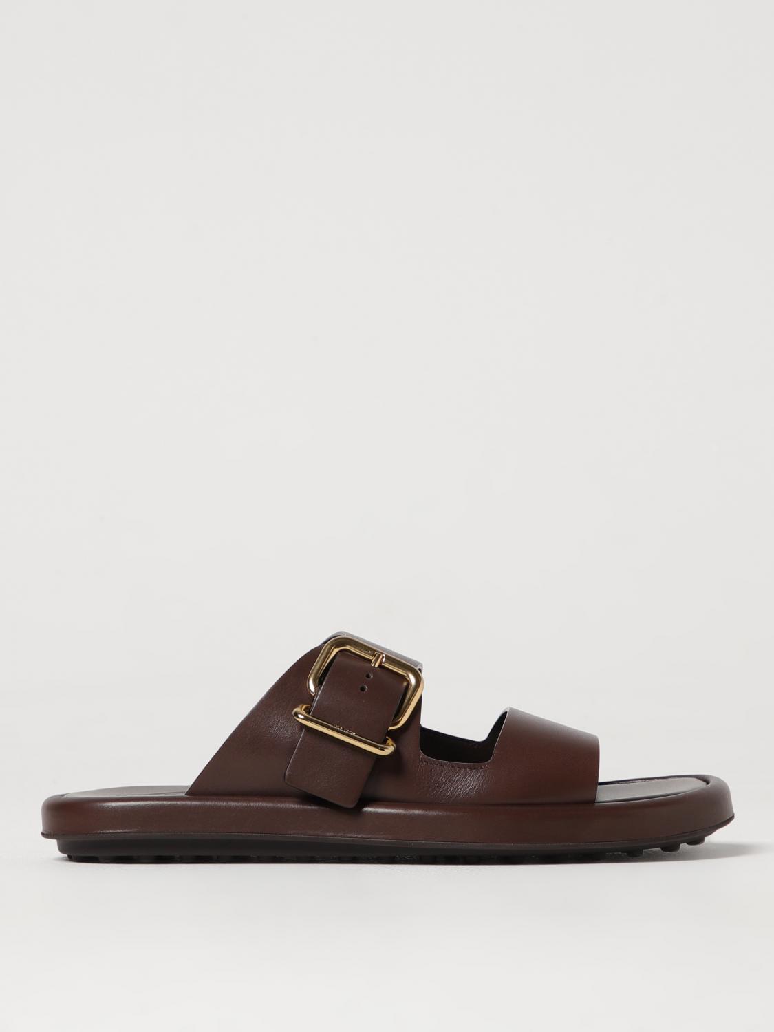 Shop Tod's Flat Sandals Woman Color Cocoa