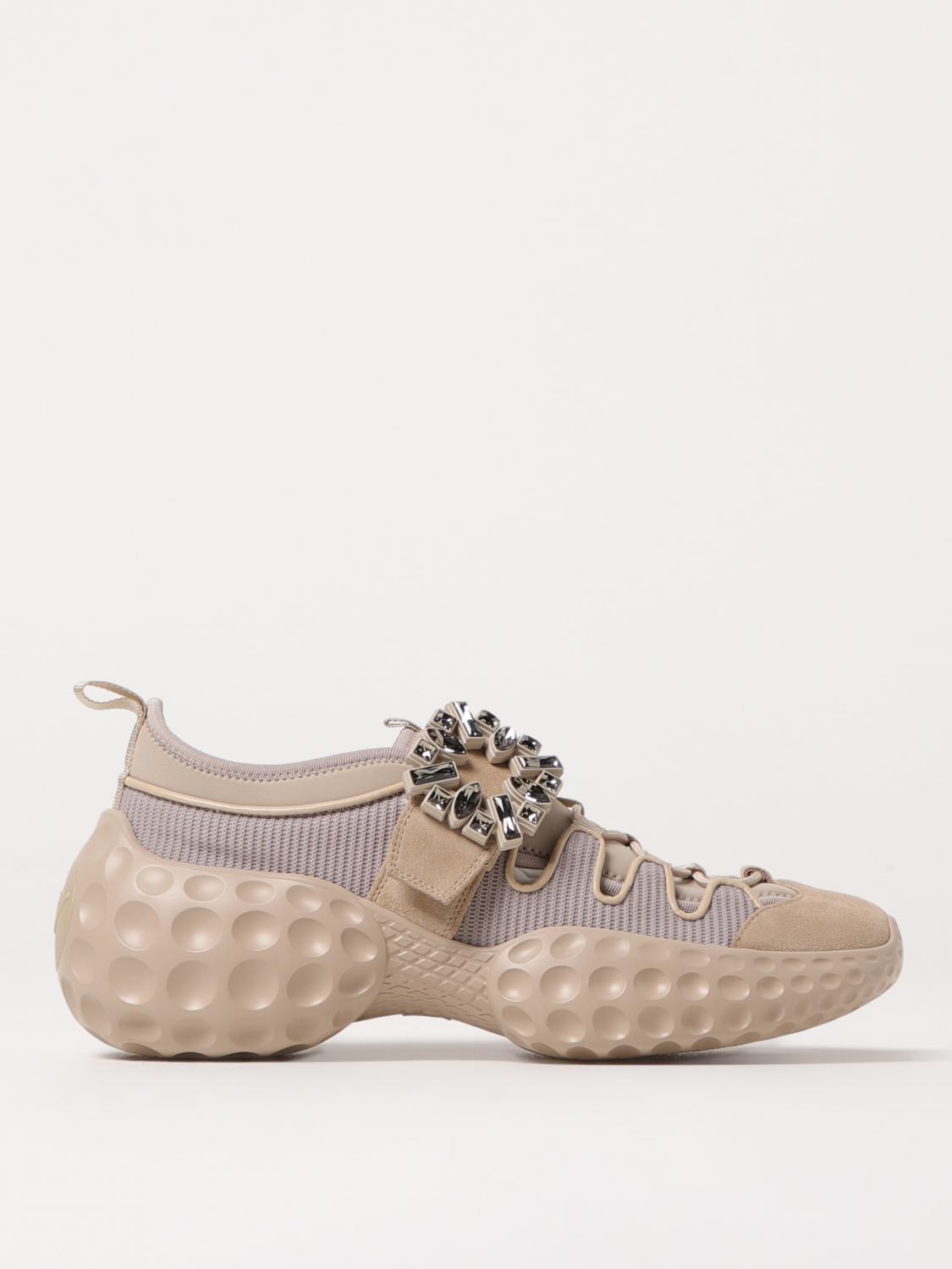Roger Vivier Light Strass Trekking Sneaker With Embellished Strap In Beige