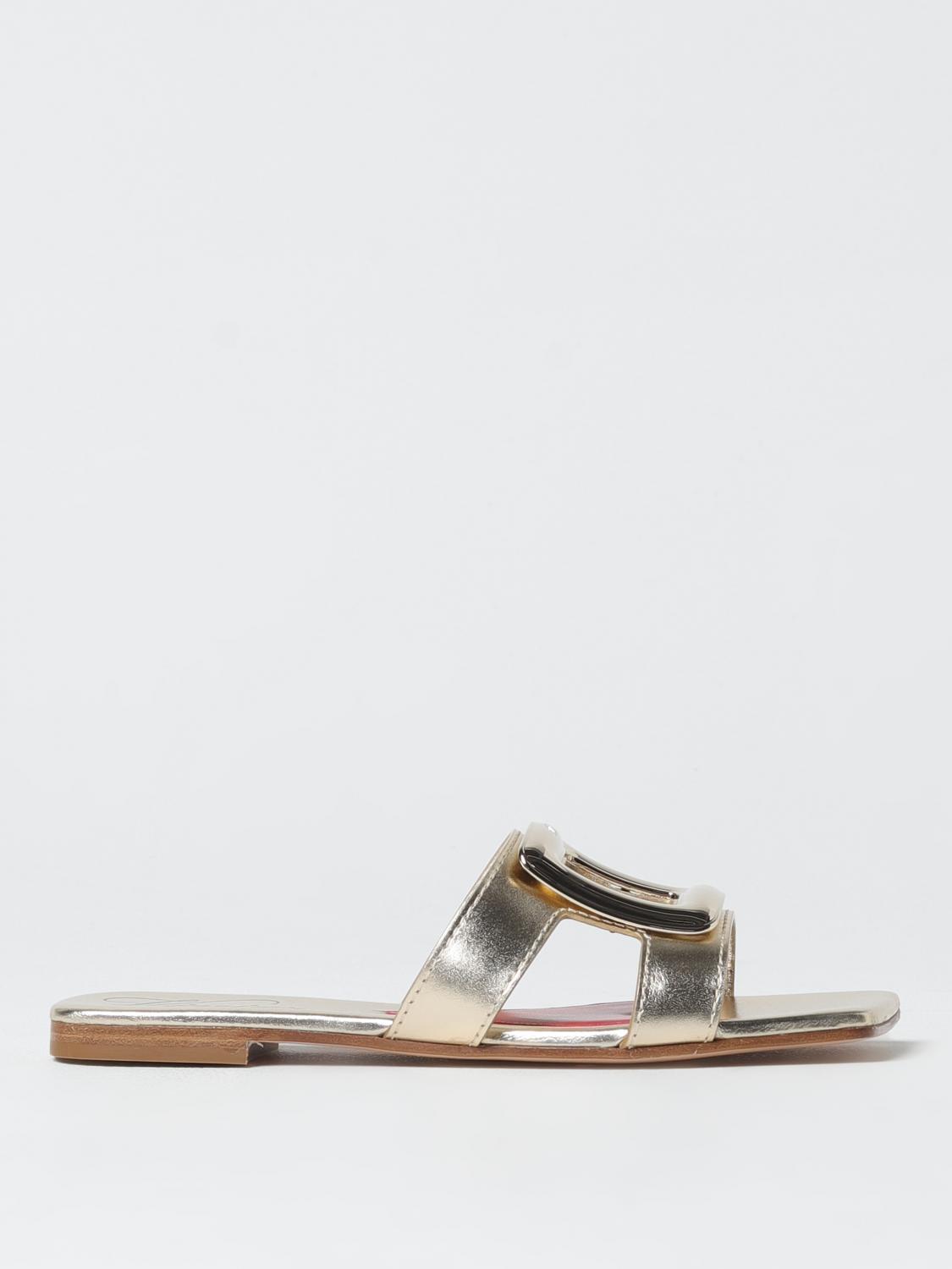 Roger Vivier Viv' By The Sea Metallic Leather Mules In Gold