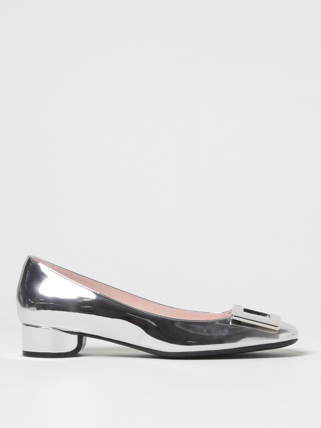 Roger Vivier Leather Ballet Shoes In Silber