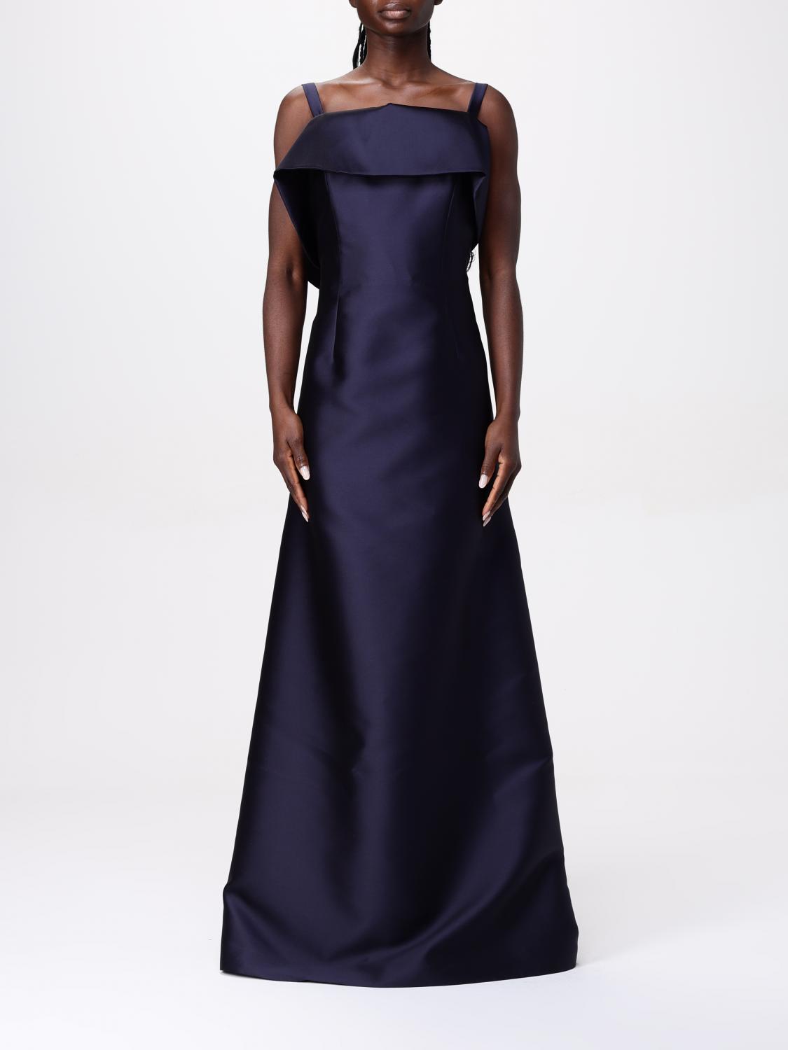 Alberta Ferretti Floor-length Silk Mikado Maxi Dress With Ruffle Hem In Blue