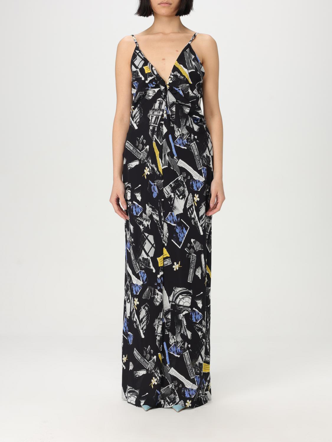 Moschino Graphic-print Maxi Dress In Black