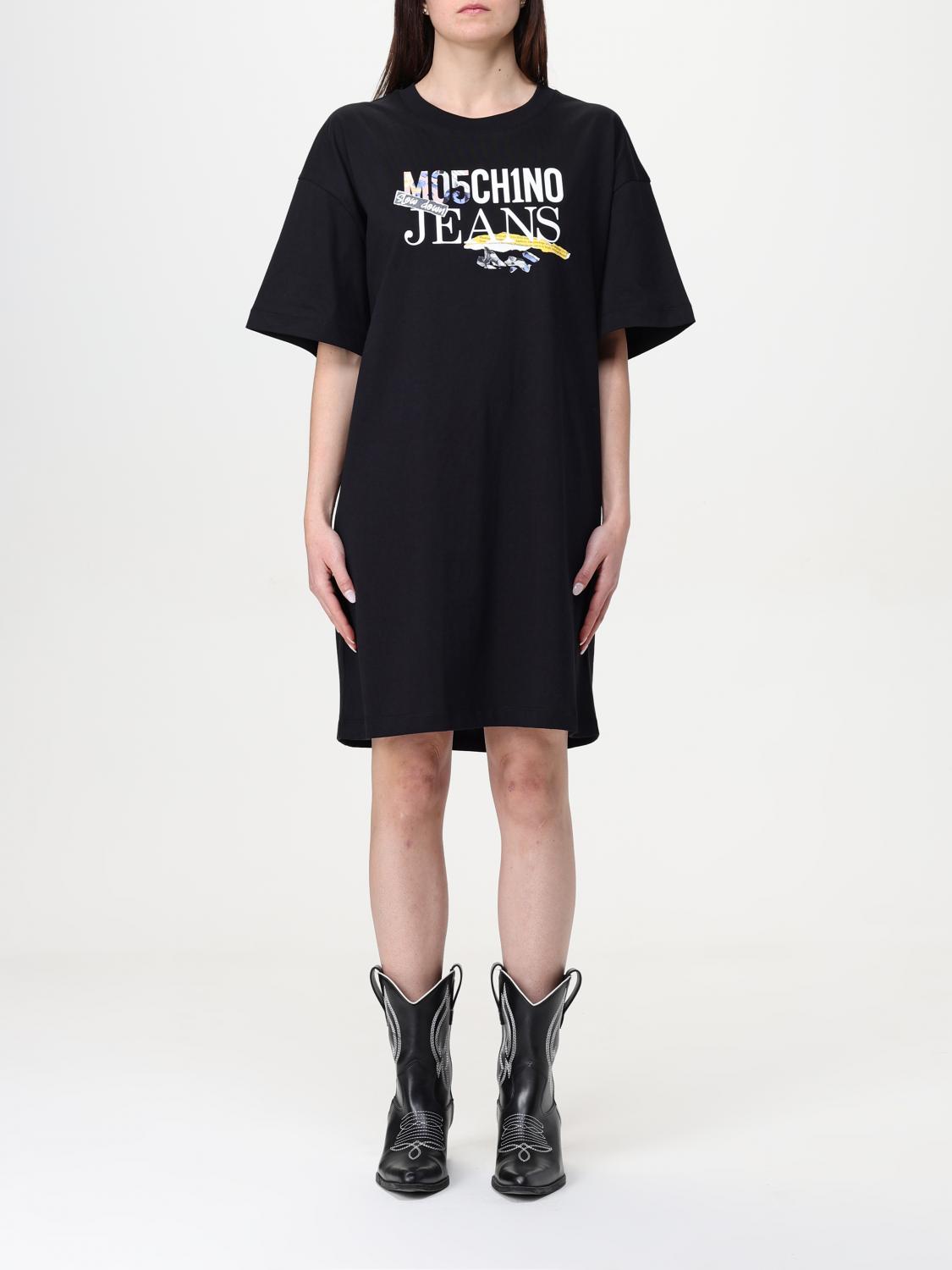Moschino Jeans Logo-print Mini Dress In Black